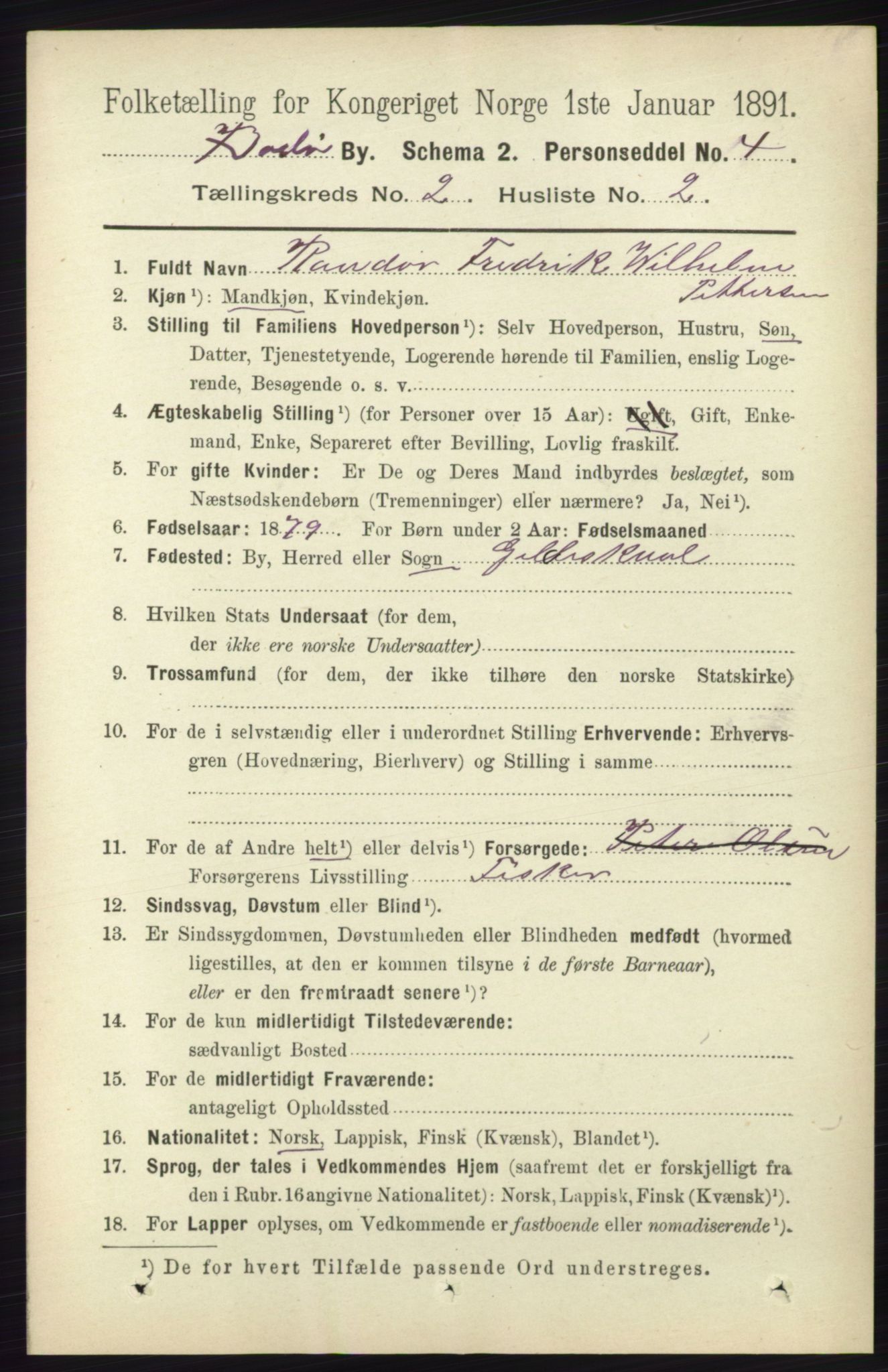 RA, 1891 census for 1804 Bodø, 1891, p. 998