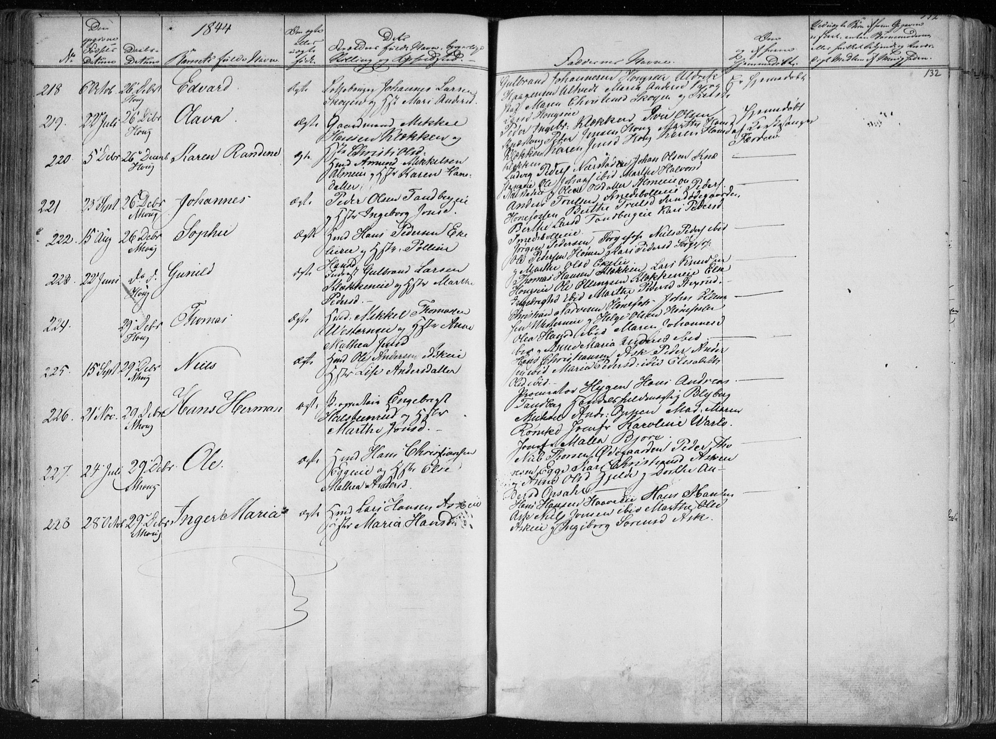 Norderhov kirkebøker, SAKO/A-237/F/Fa/L0010: Parish register (official) no. 10, 1837-1847, p. 132