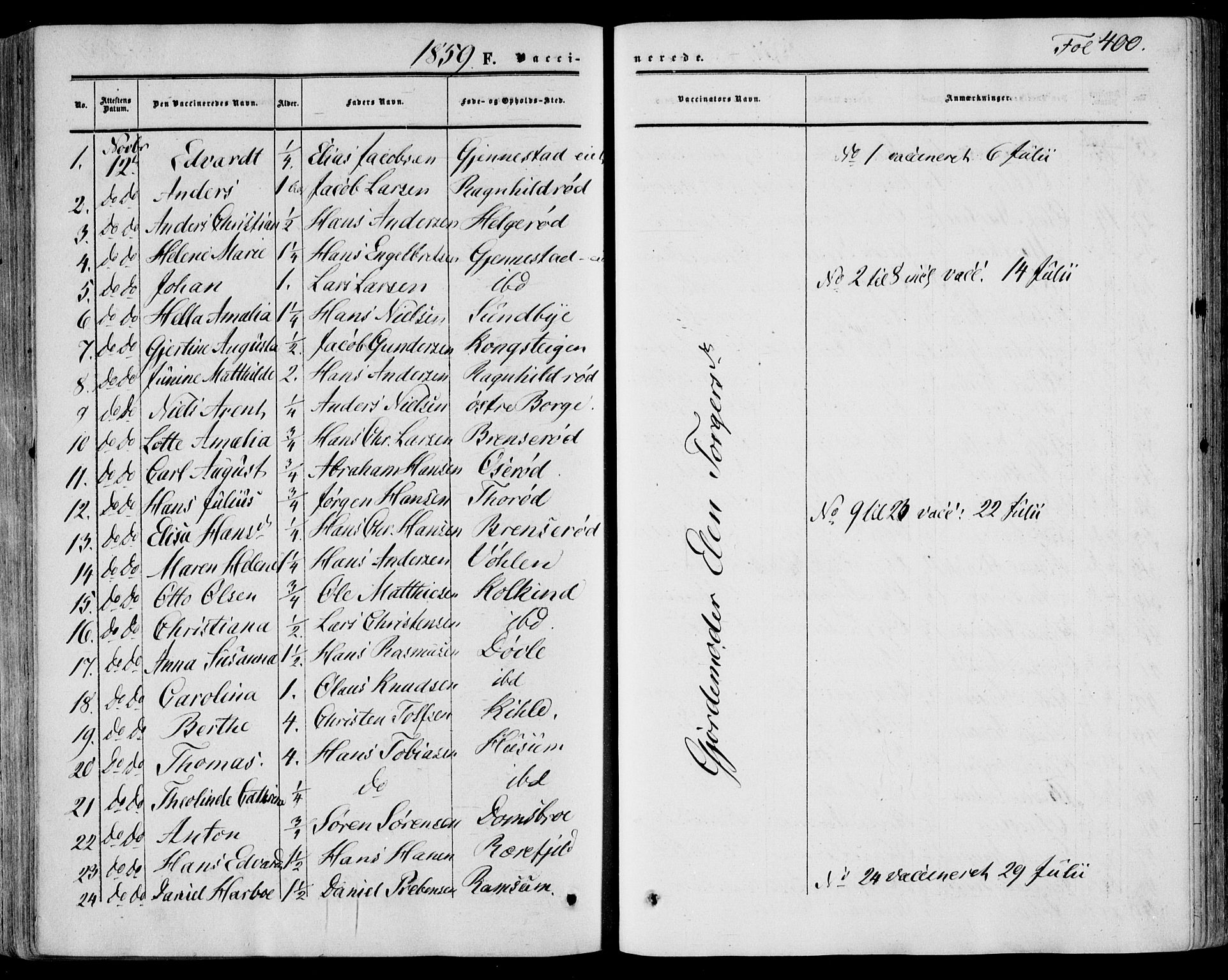 Stokke kirkebøker, SAKO/A-320/F/Fa/L0008: Parish register (official) no. I 8, 1858-1871, p. 400