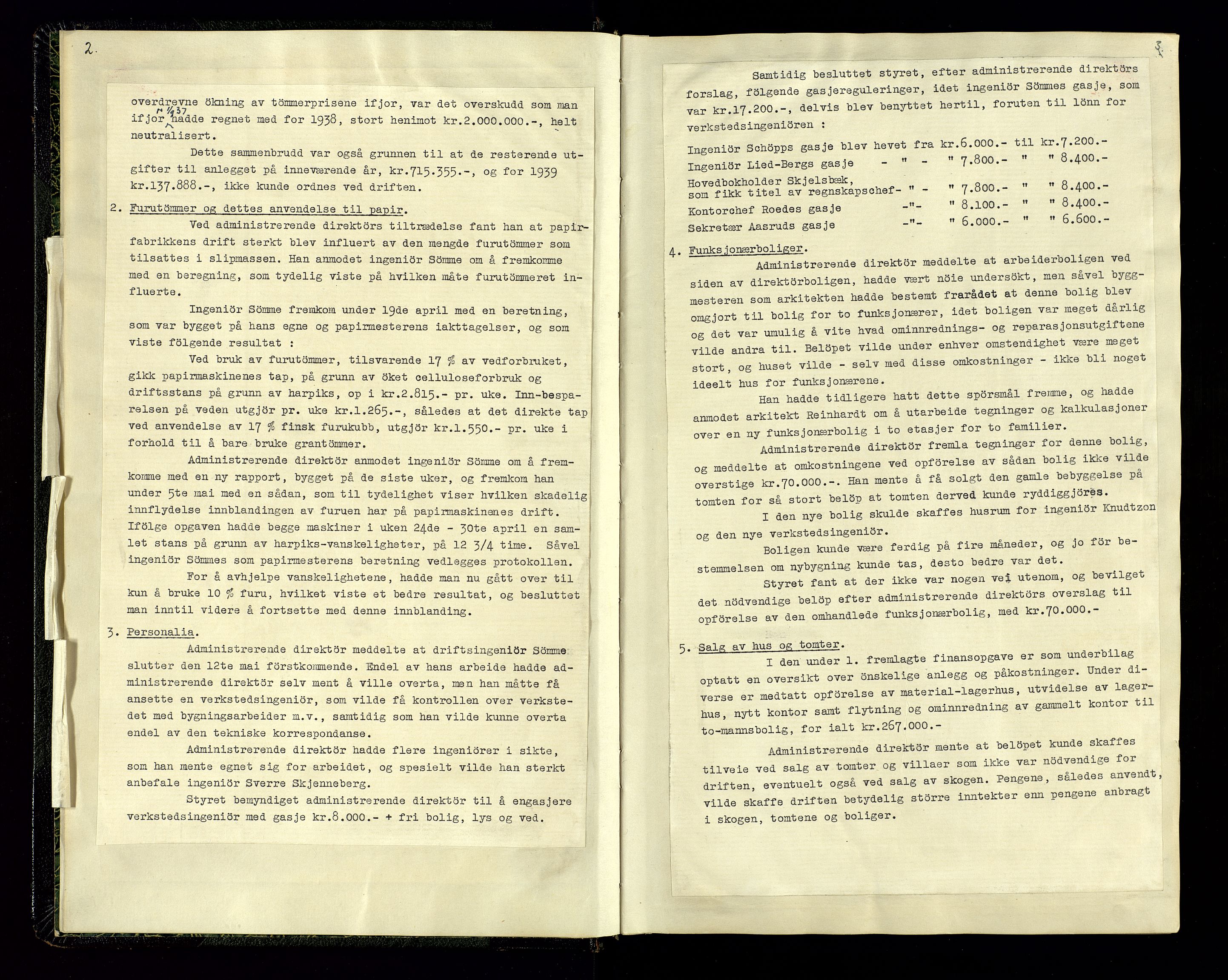 Hunsfos fabrikker, AV/SAK-D/1440/02/L0006: Referatprotokoll fra styremøter, 1938-1950, p. 2-3