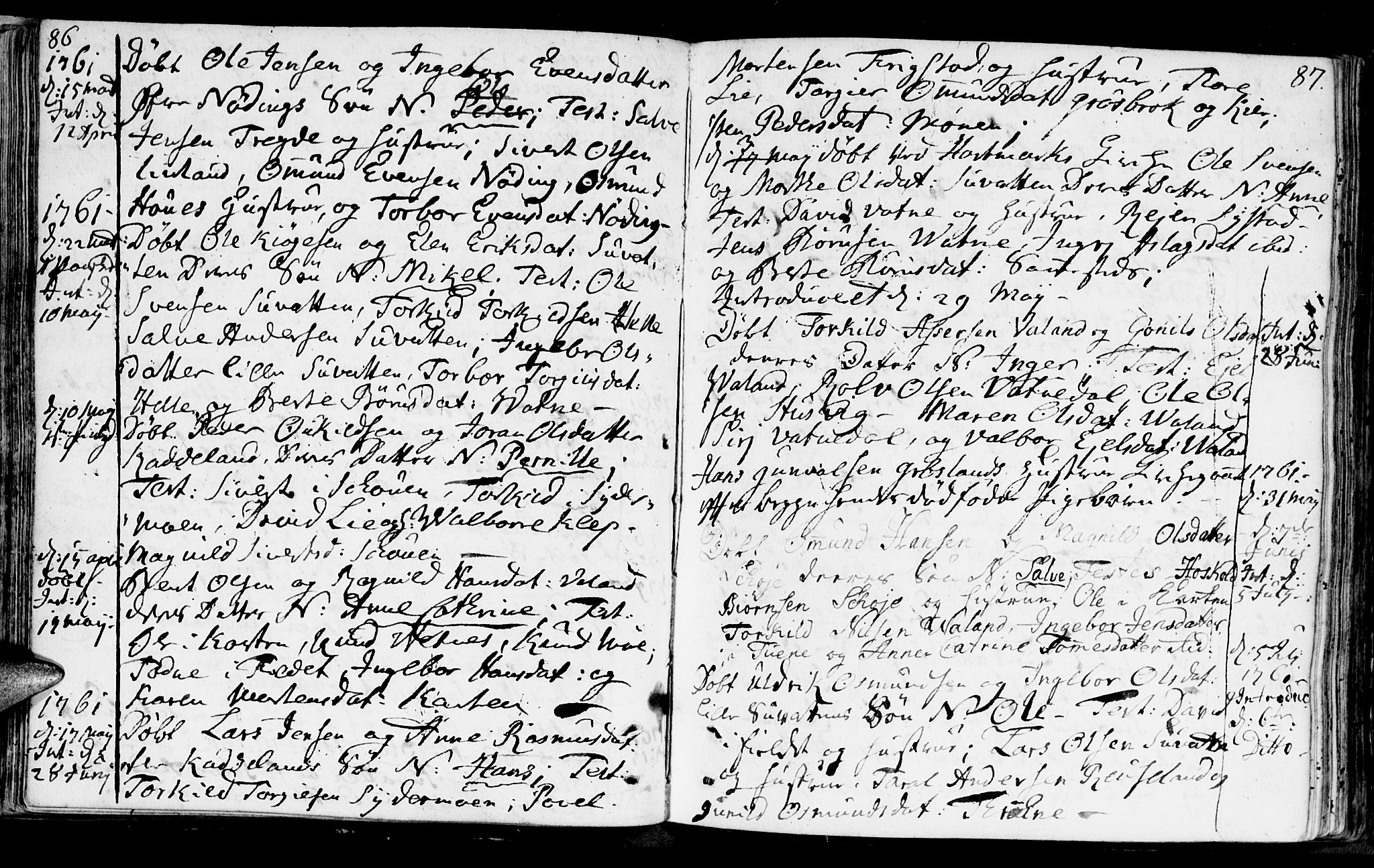 Holum sokneprestkontor, SAK/1111-0022/F/Fa/Faa/L0002: Parish register (official) no. A 2, 1756-1780, p. 86-87