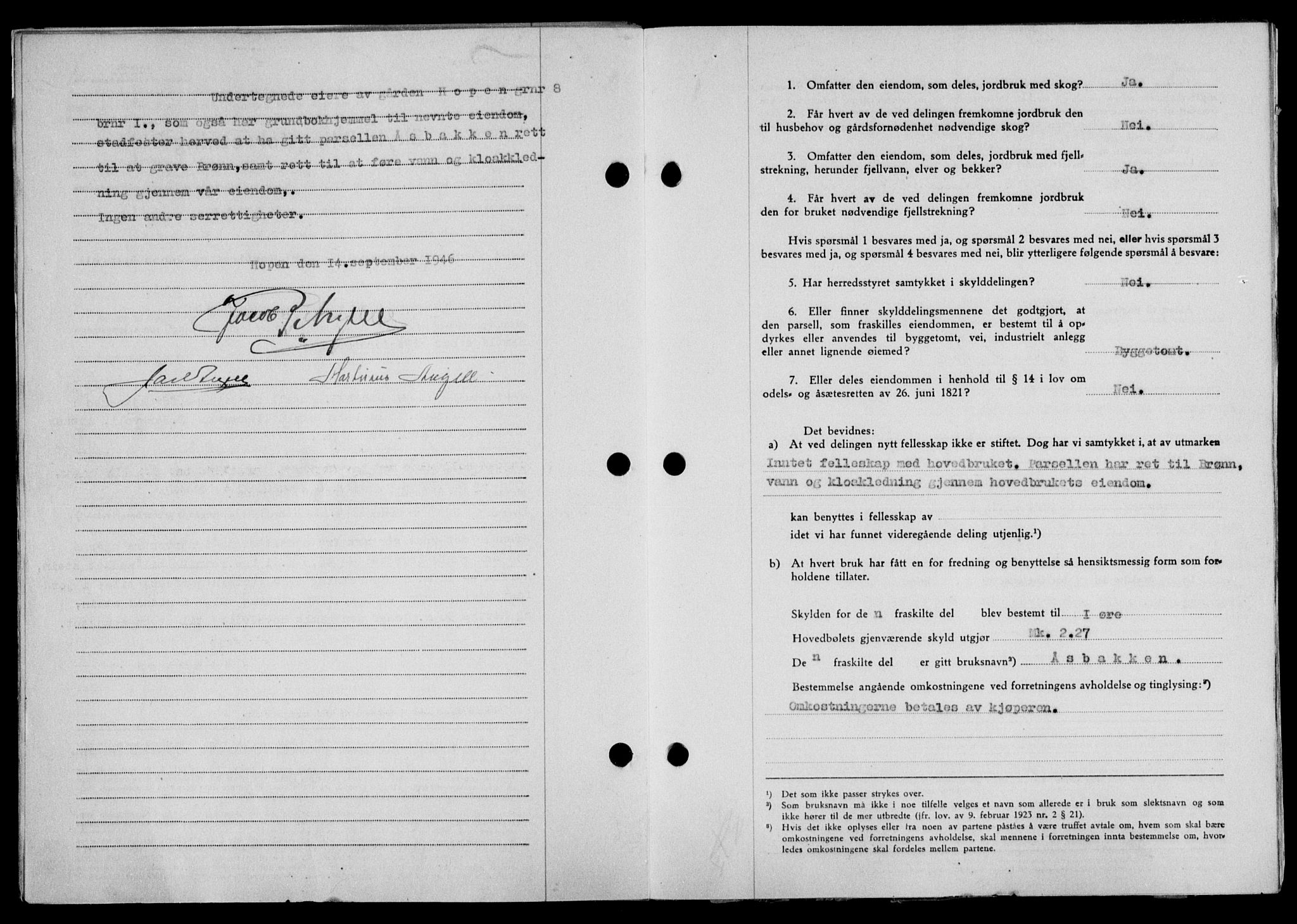 Lofoten sorenskriveri, SAT/A-0017/1/2/2C/L0014a: Mortgage book no. 14a, 1946-1946, Diary no: : 1303/1946