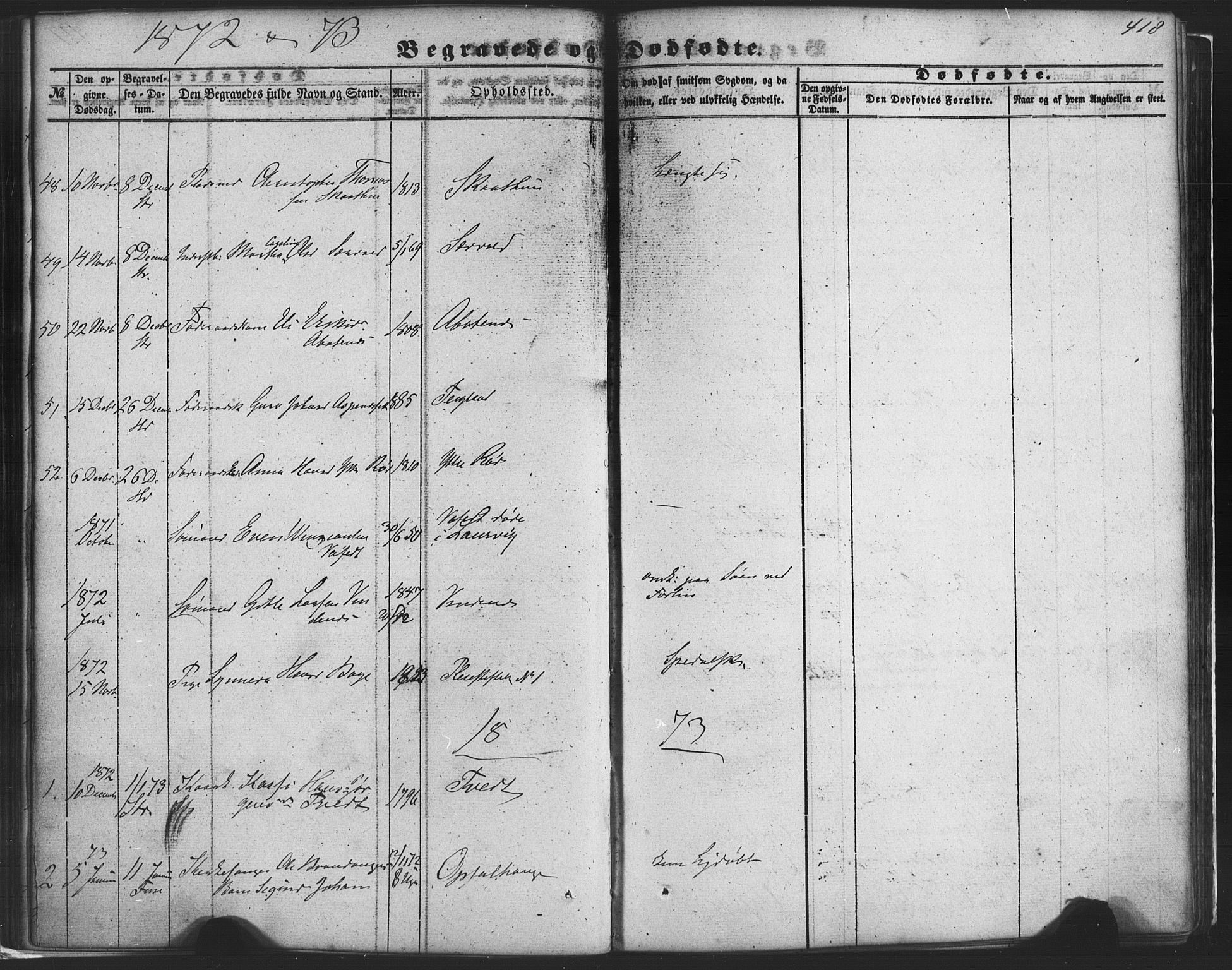 Fusa sokneprestembete, AV/SAB-A-75401/H/Haa: Parish register (official) no. A 1II, 1855-1879, p. 418