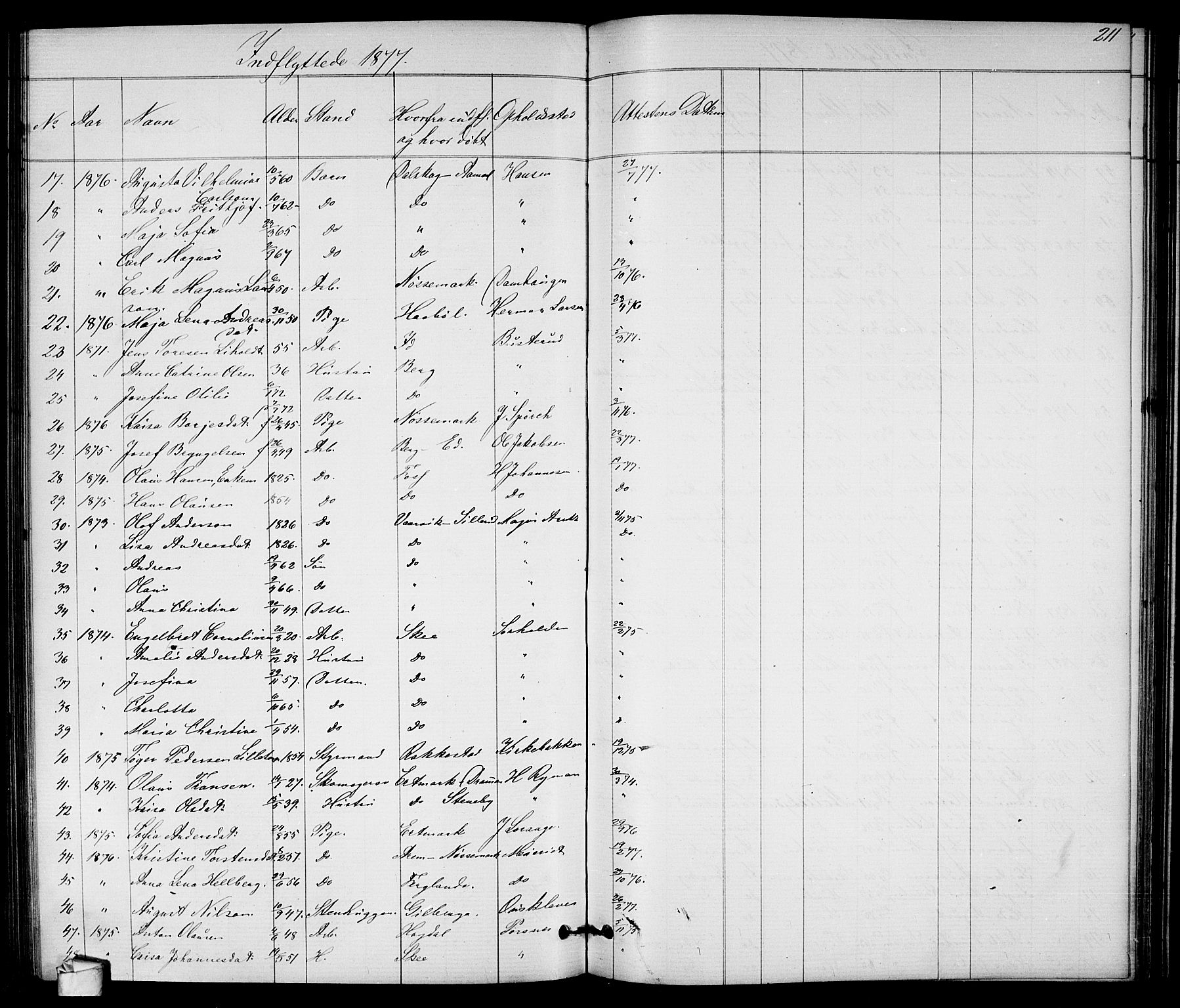 Halden prestekontor Kirkebøker, AV/SAO-A-10909/G/Ga/L0007: Parish register (copy) no. 7, 1869-1884, p. 211