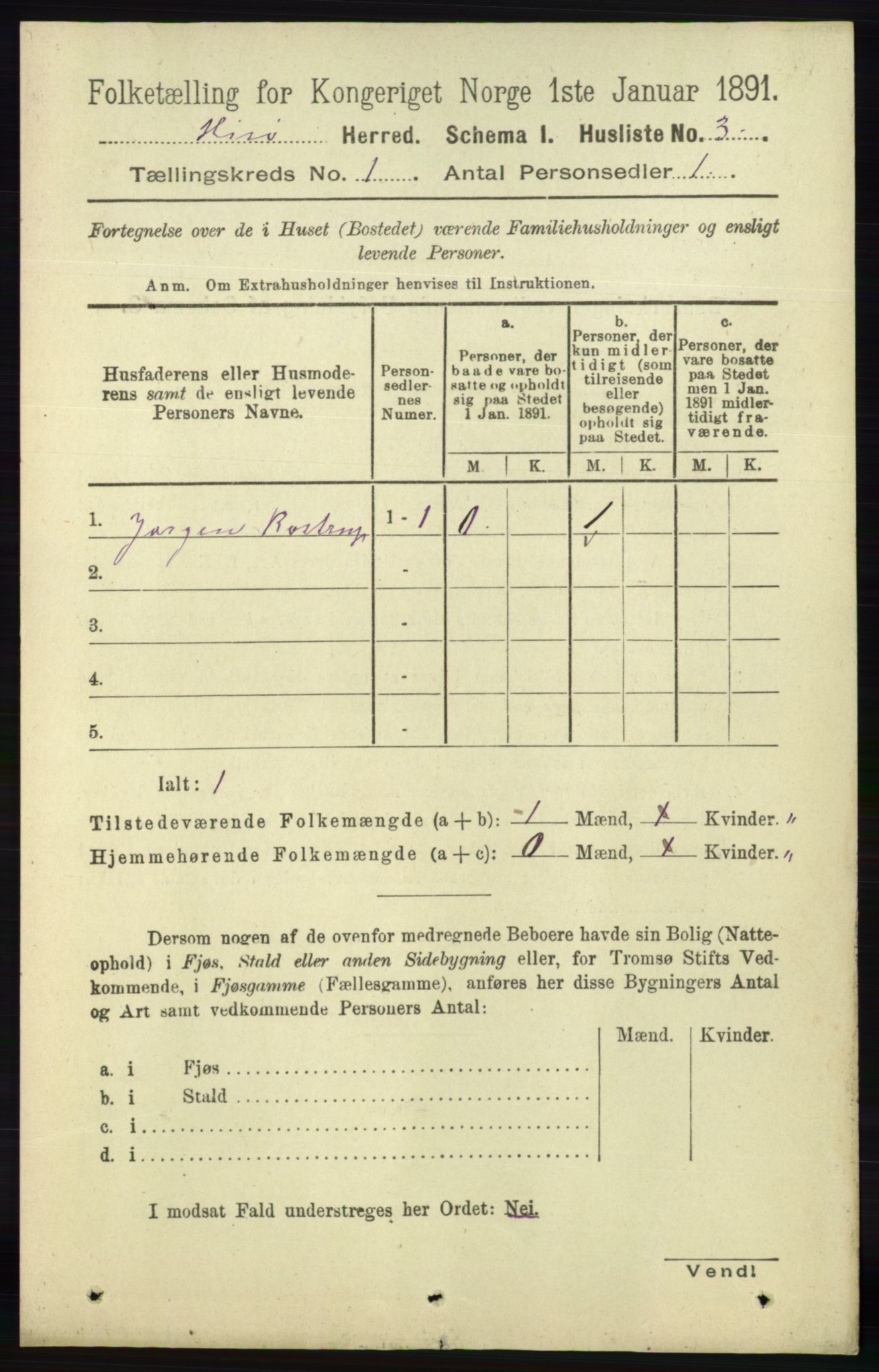 RA, 1891 census for 0922 Hisøy, 1891, p. 21