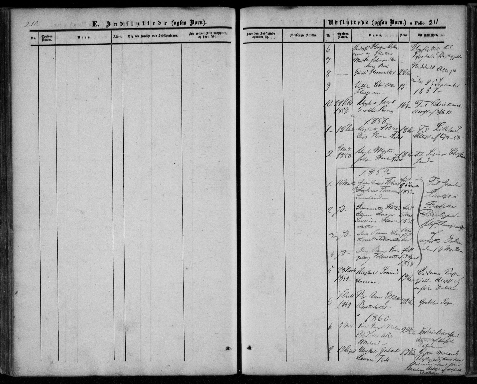 Kvinesdal sokneprestkontor, AV/SAK-1111-0026/F/Fa/Faa/L0002: Parish register (official) no. A 2, 1850-1876, p. 211