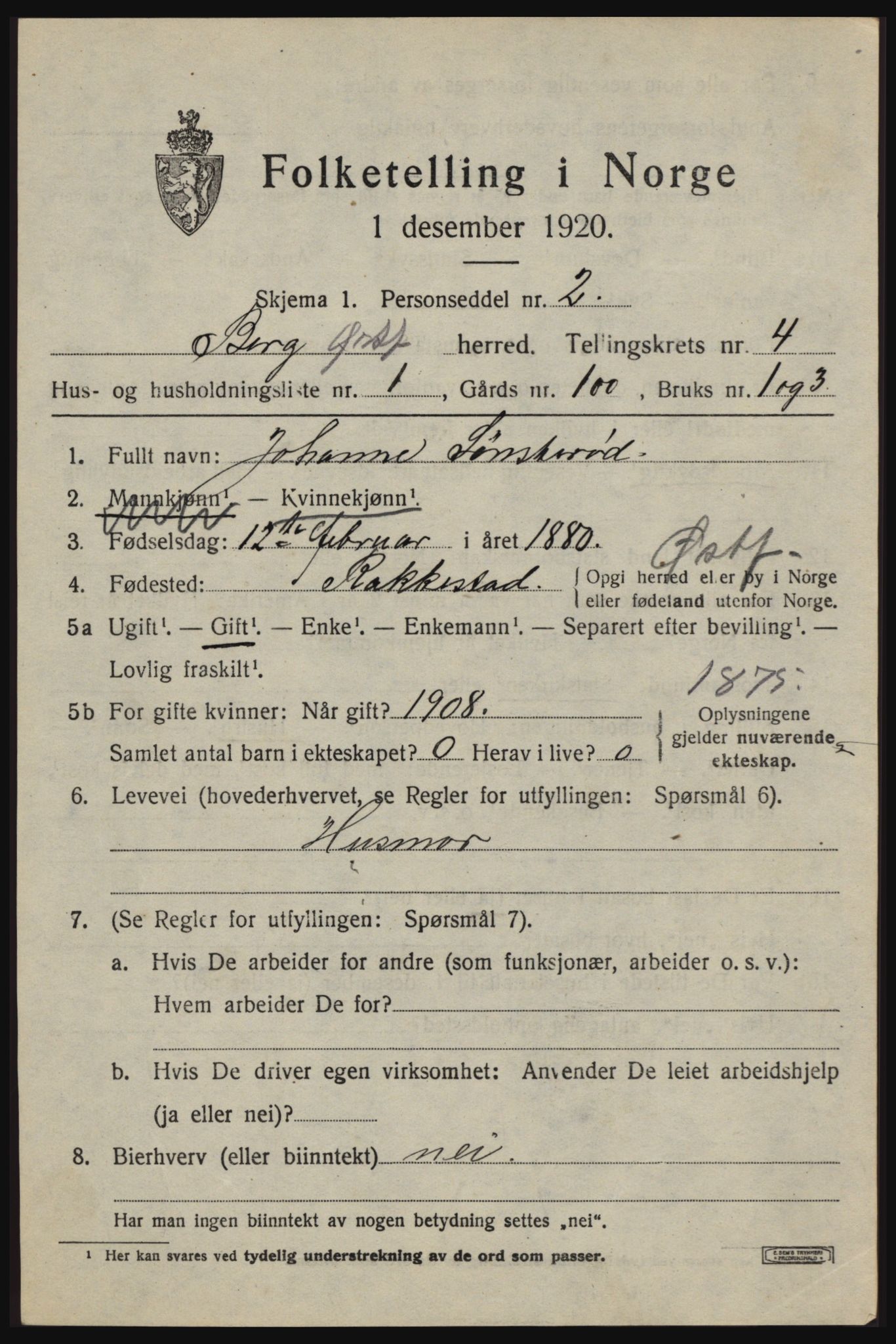 SAO, 1920 census for Berg, 1920, p. 8129