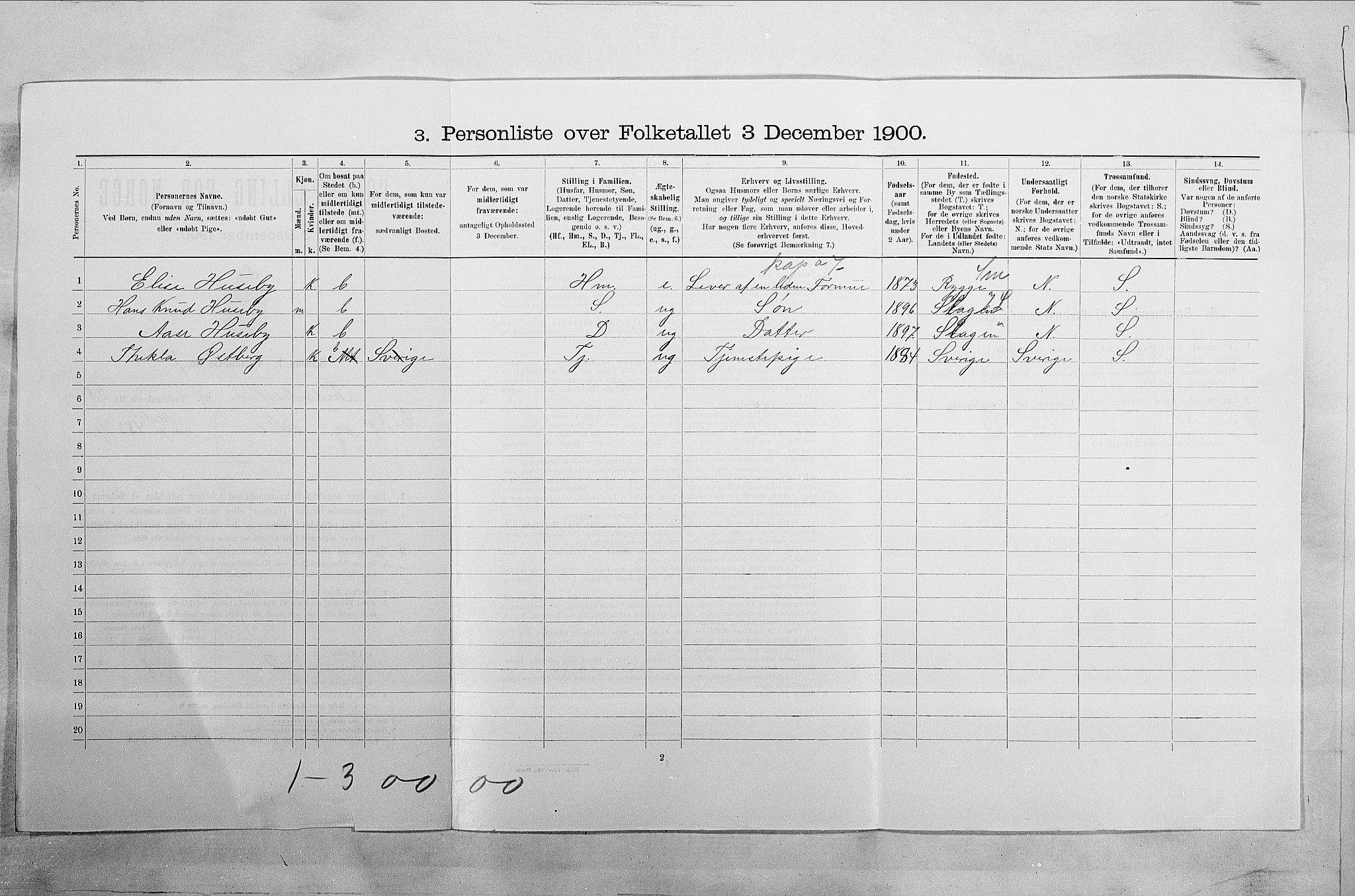 SAO, 1900 census for Fredrikstad, 1900