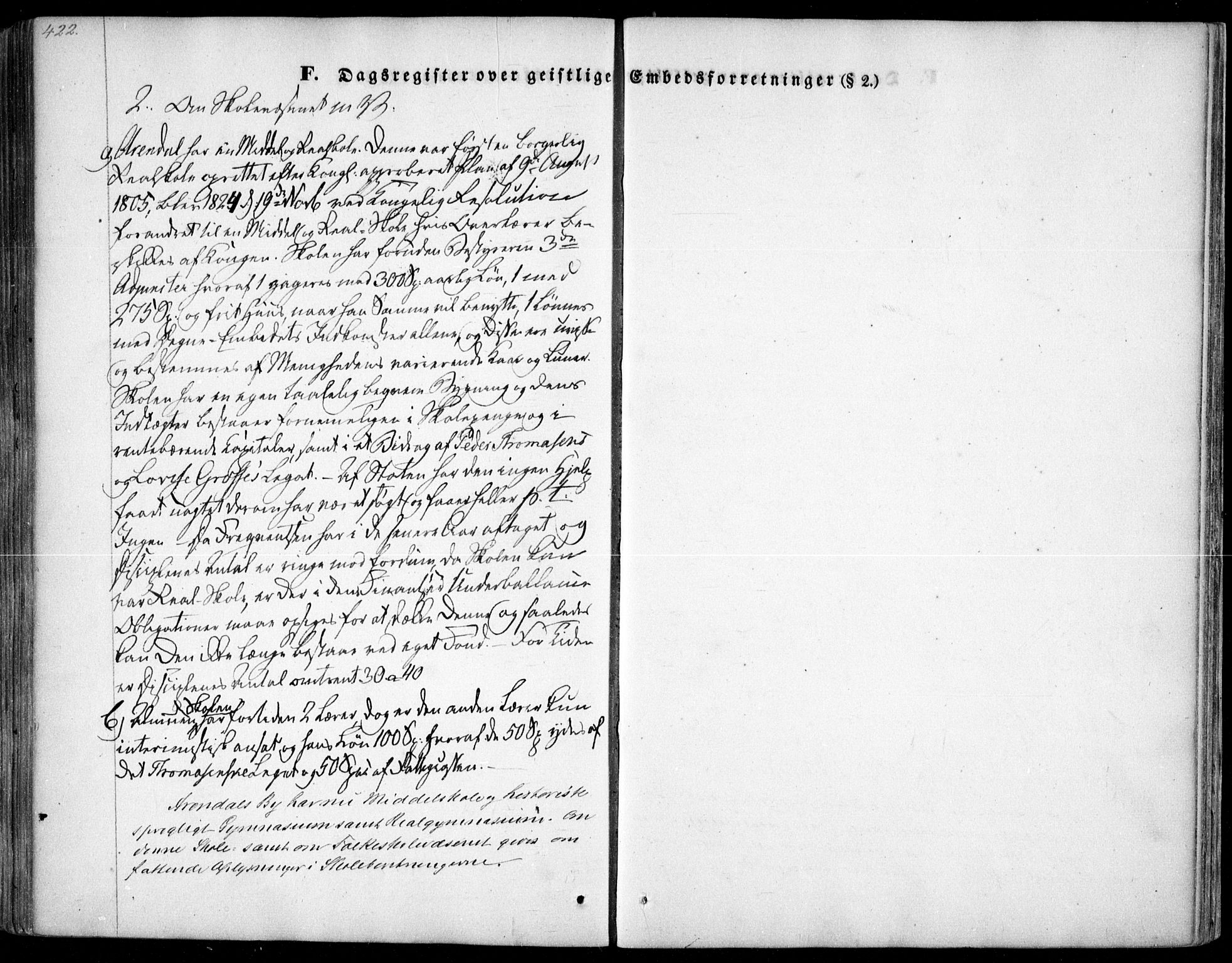 Arendal sokneprestkontor, Trefoldighet, SAK/1111-0040/F/Fa/L0005: Parish register (official) no. A 5, 1838-1854, p. 422
