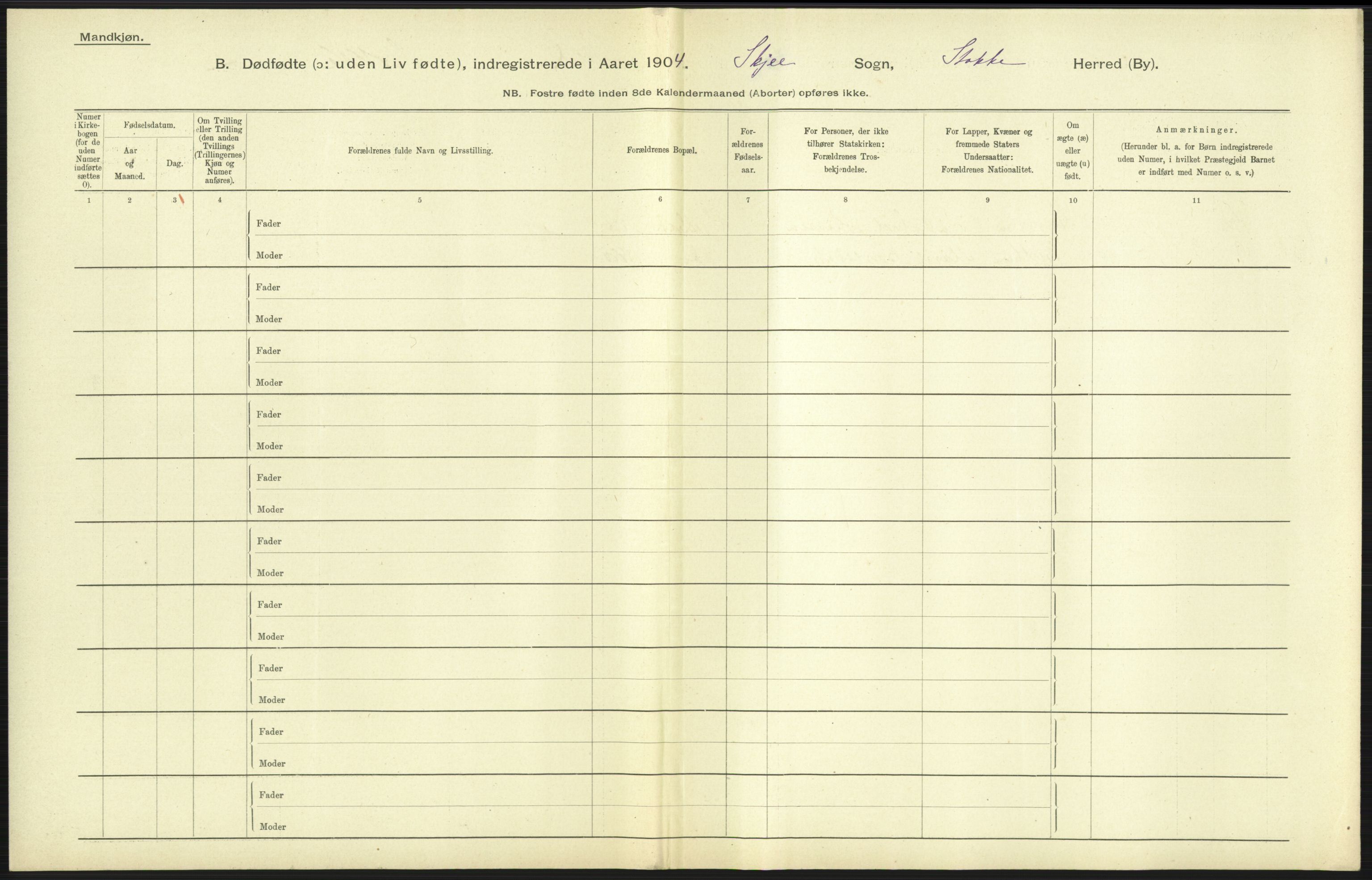 Statistisk sentralbyrå, Sosiodemografiske emner, Befolkning, AV/RA-S-2228/D/Df/Dfa/Dfab/L0025: Smålenenes amt - Stavanger amt: Dødfødte. Bygder., 1904, p. 343