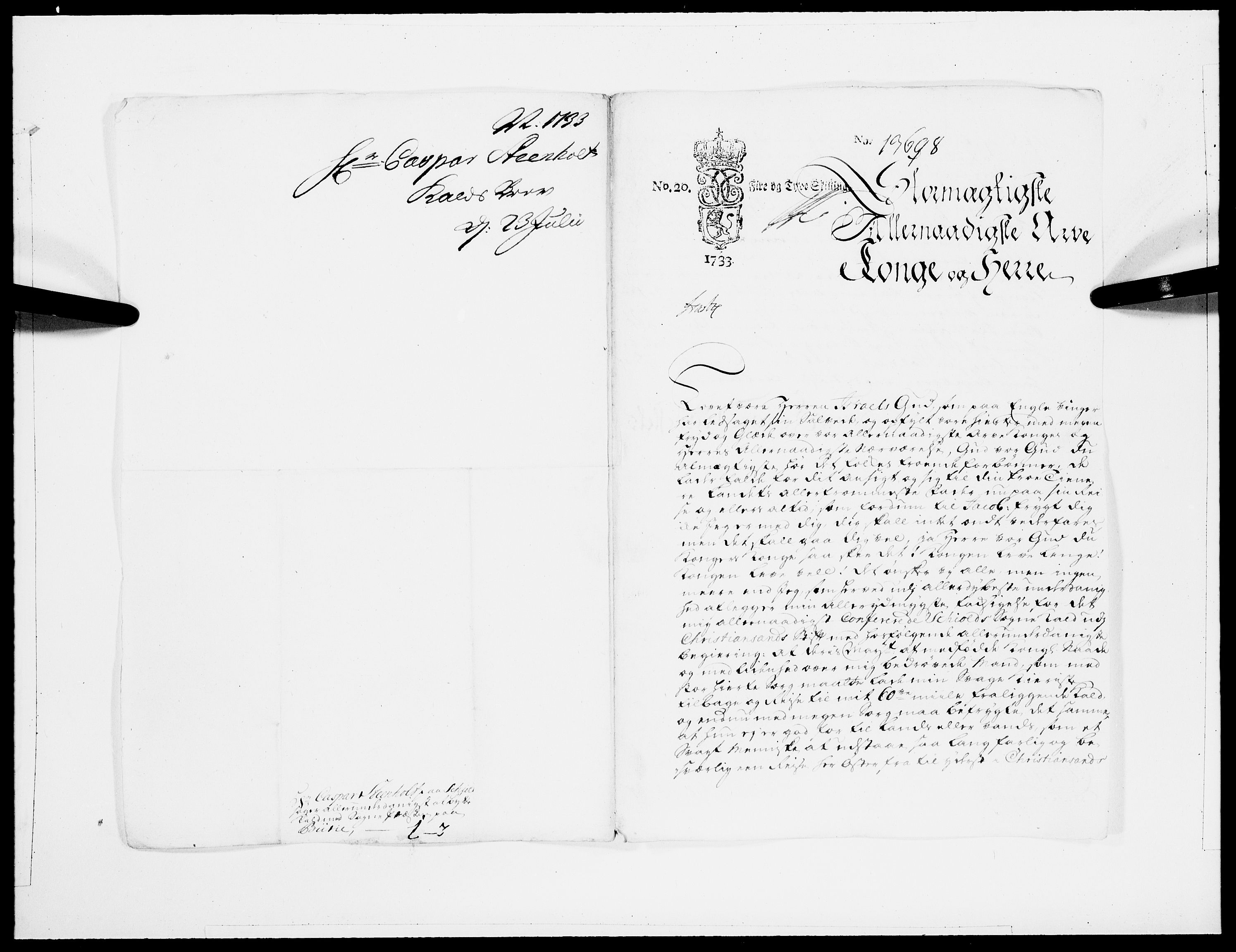 Danske Kanselli 1572-1799, AV/RA-EA-3023/F/Fc/Fcc/Fcca/L0113: Norske innlegg 1572-1799, 1733, p. 373