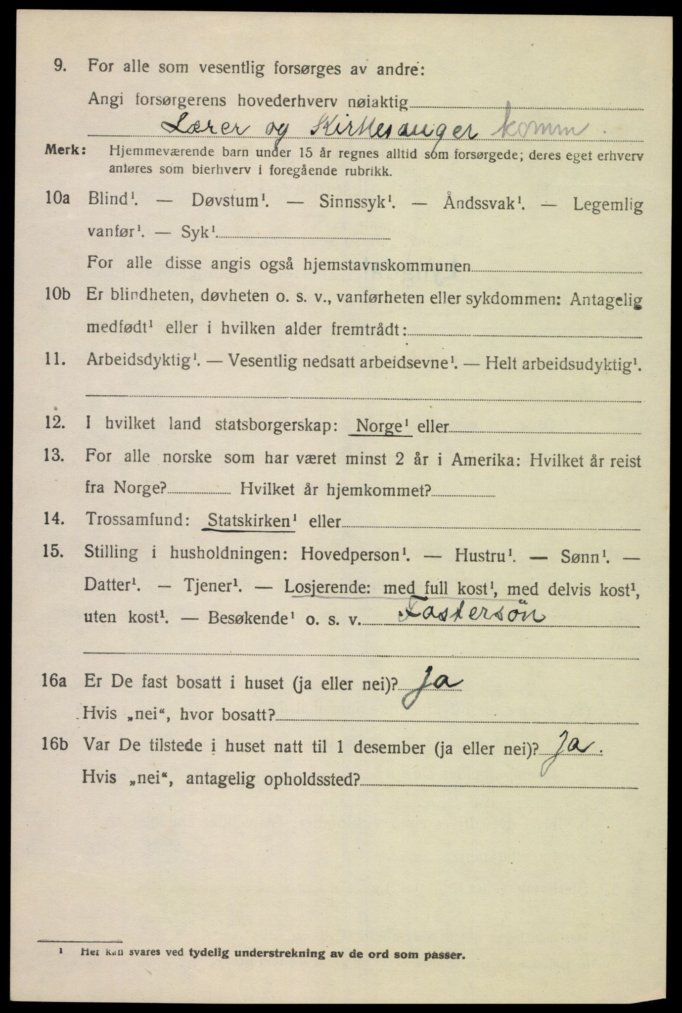 SAK, 1920 census for Lyngdal, 1920, p. 3330