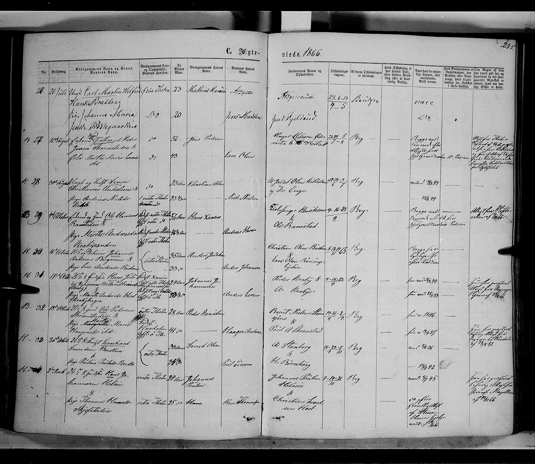 Østre Toten prestekontor, AV/SAH-PREST-104/H/Ha/Haa/L0005: Parish register (official) no. 5, 1866-1877, p. 235