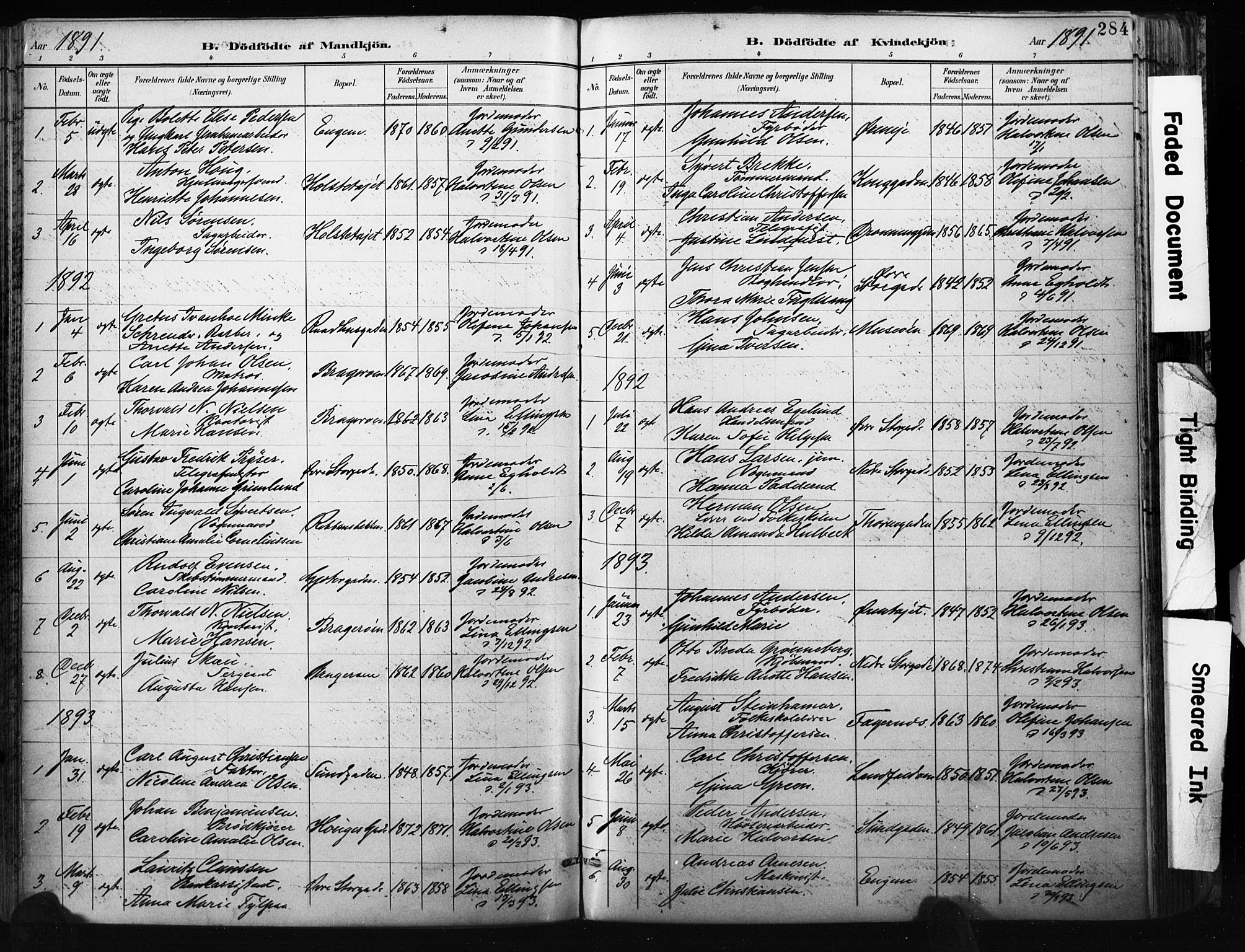 Bragernes kirkebøker, AV/SAKO-A-6/F/Fb/L0007: Parish register (official) no. II 7, 1885-1893, p. 284