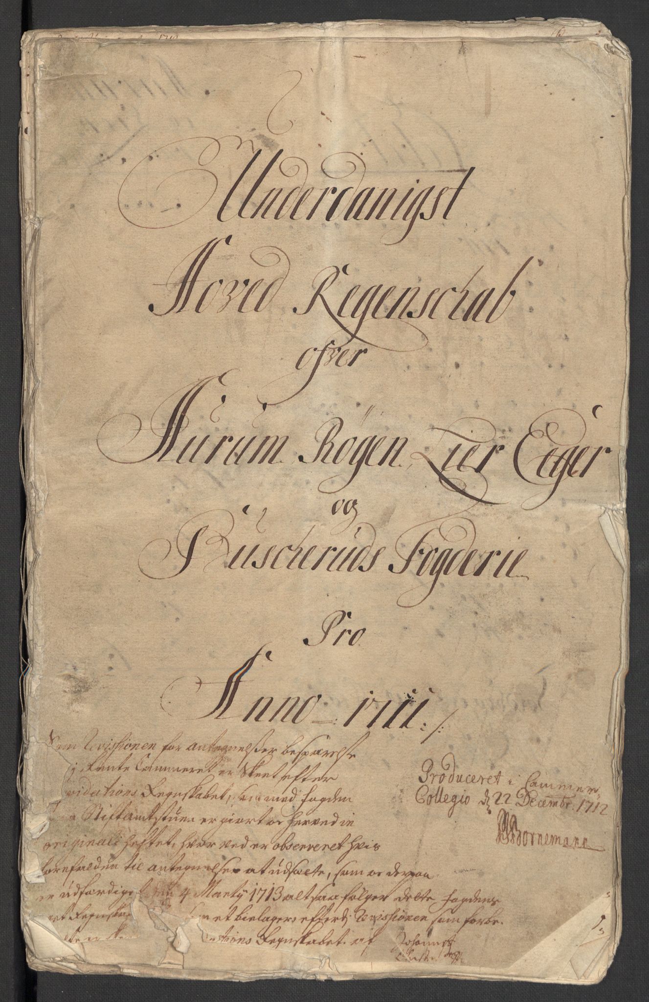 Rentekammeret inntil 1814, Reviderte regnskaper, Fogderegnskap, AV/RA-EA-4092/R31/L1705: Fogderegnskap Hurum, Røyken, Eiker, Lier og Buskerud, 1711, p. 3