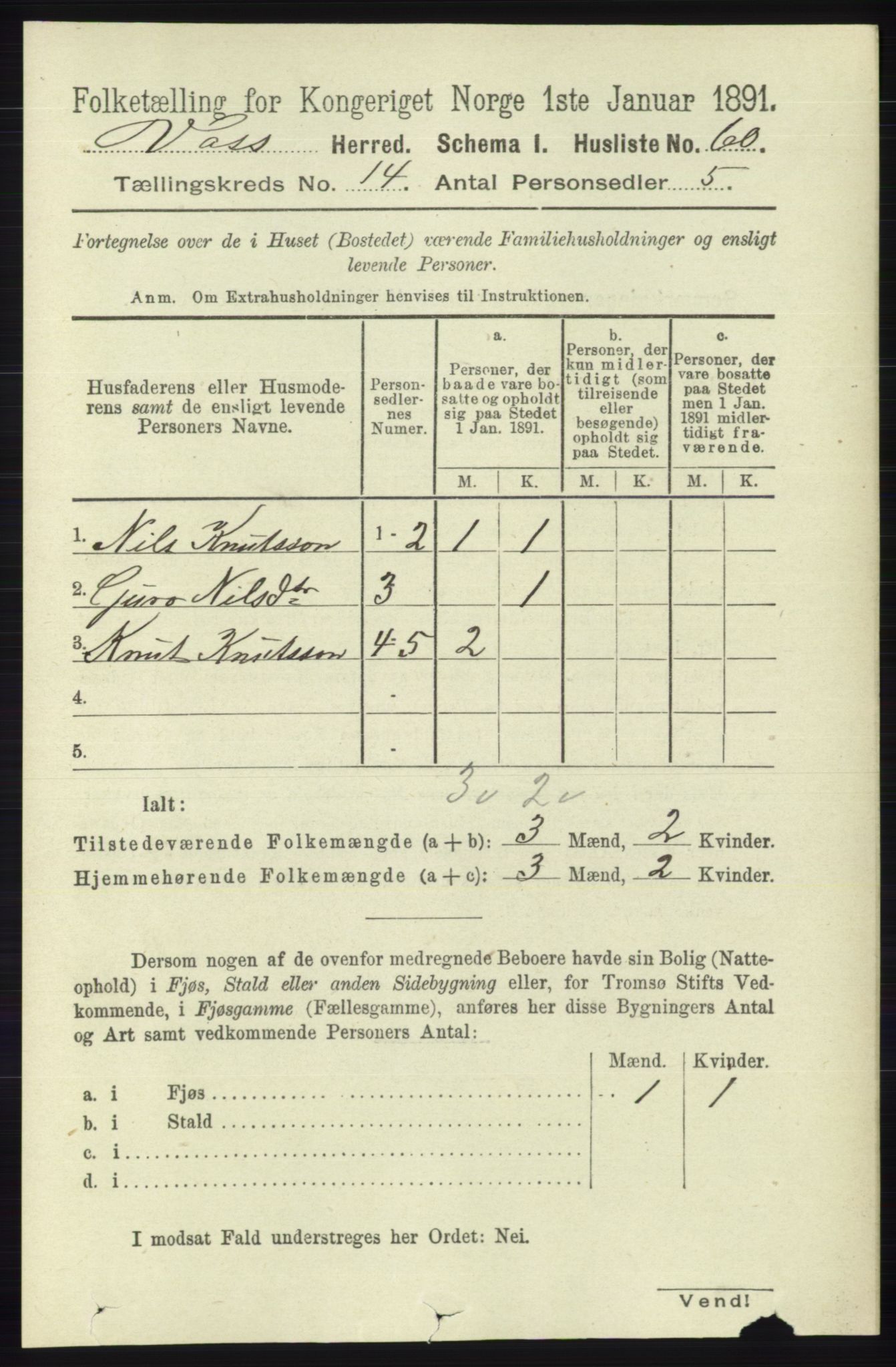 RA, 1891 census for 1235 Voss, 1891, p. 7242