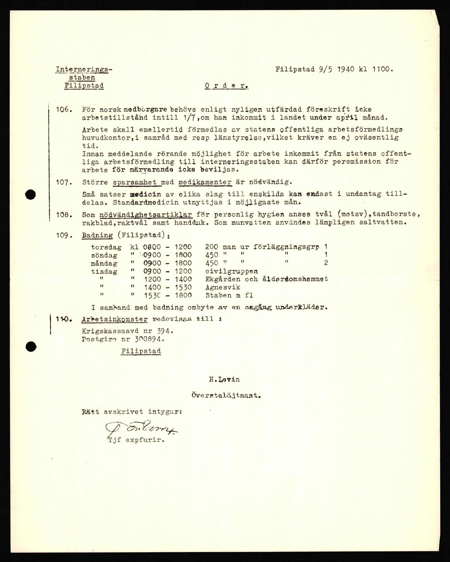 Forsvaret, Forsvarets krigshistoriske avdeling, RA/RAFA-2017/Y/Yf/L0204: II-C-11-2110 - Norske internert i Sverige 1940 / Tysk frigivelse av norsk soldat, 1940, p. 134