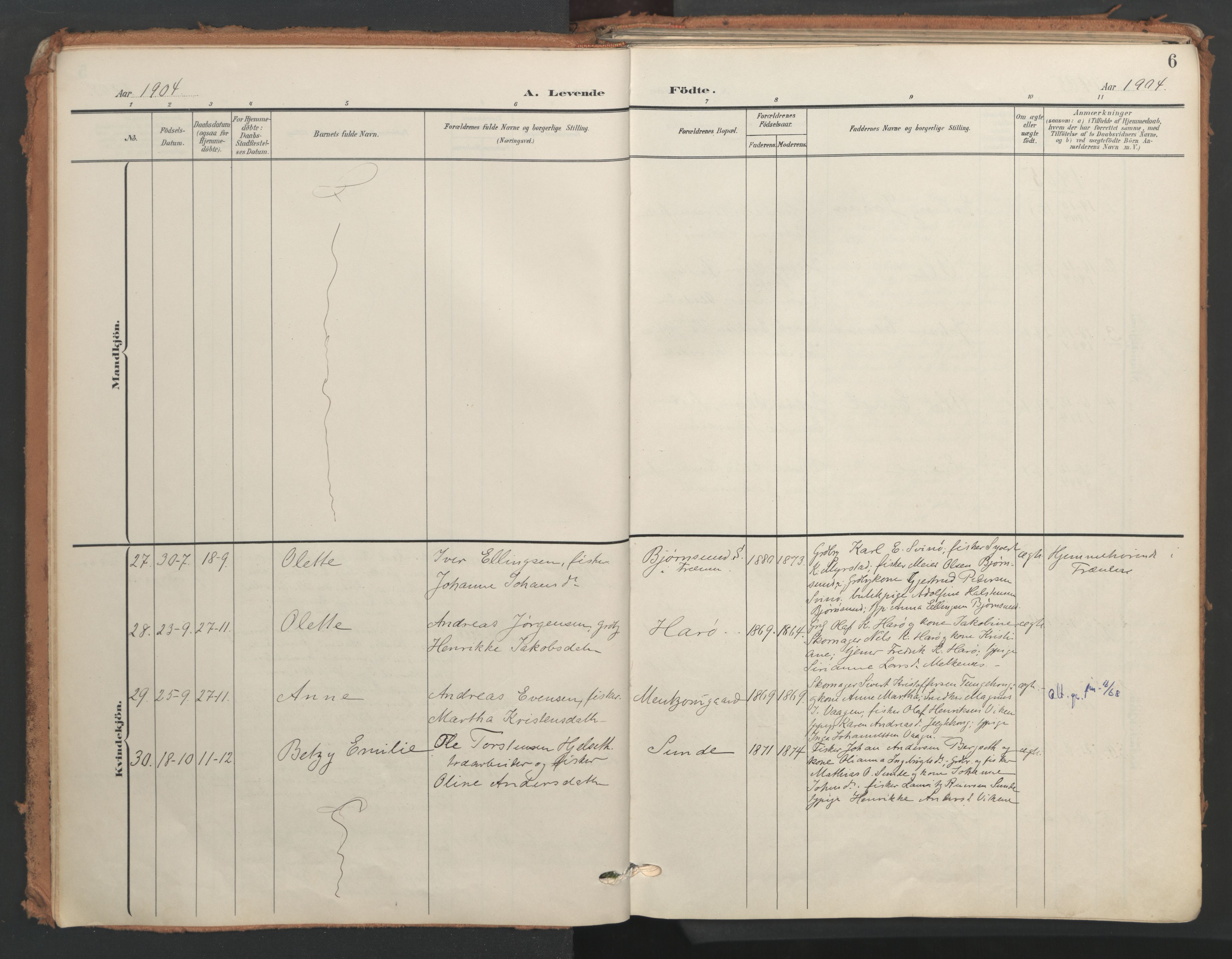 Ministerialprotokoller, klokkerbøker og fødselsregistre - Møre og Romsdal, AV/SAT-A-1454/566/L0771: Parish register (official) no. 566A10, 1904-1929, p. 6