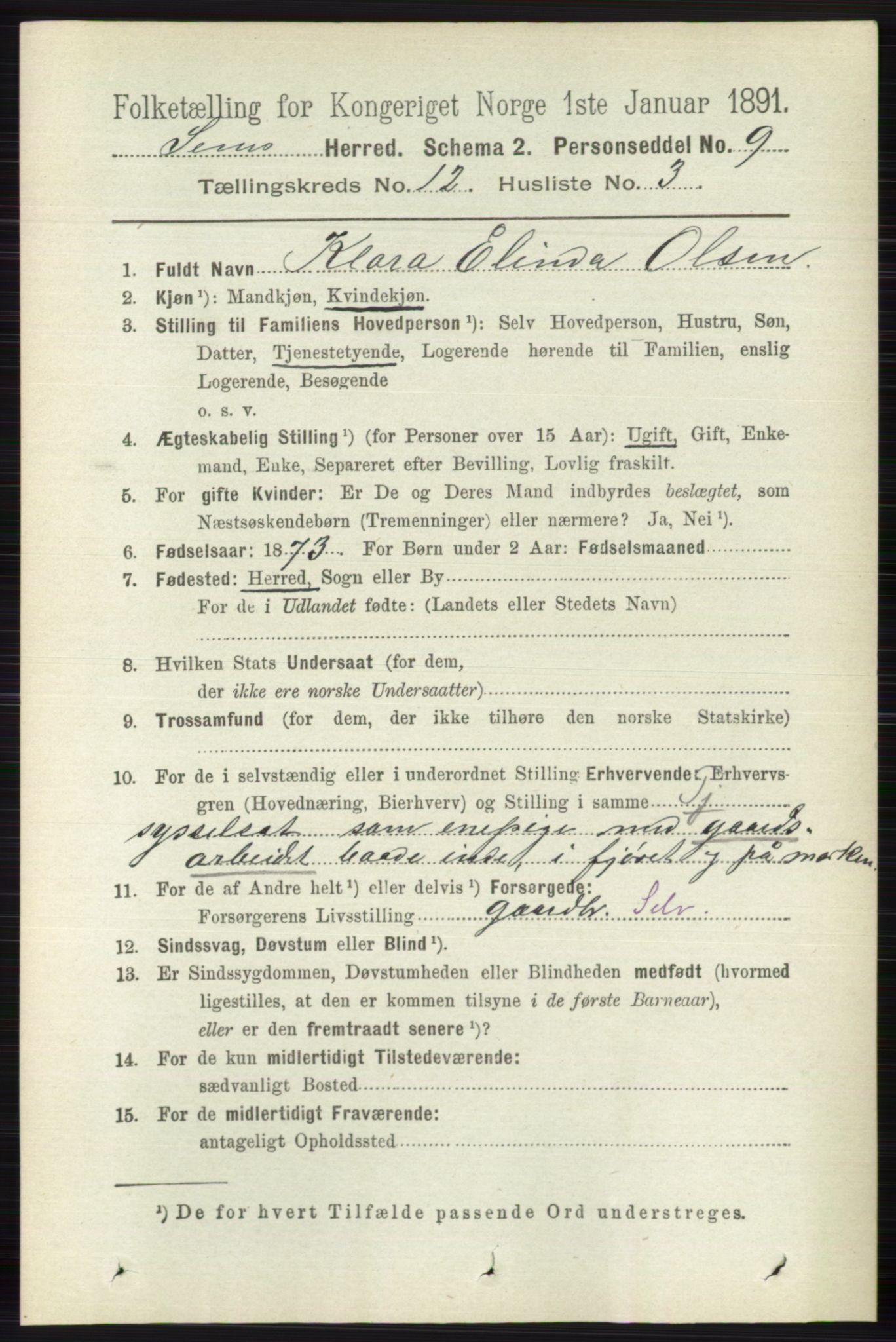 RA, 1891 census for 0721 Sem, 1891, p. 5780