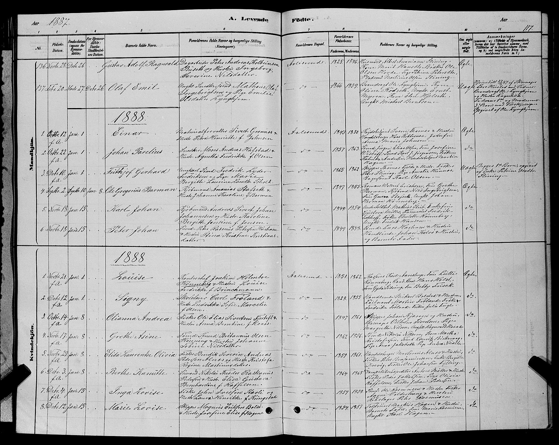 Ministerialprotokoller, klokkerbøker og fødselsregistre - Møre og Romsdal, SAT/A-1454/529/L0466: Parish register (copy) no. 529C03, 1878-1888, p. 117