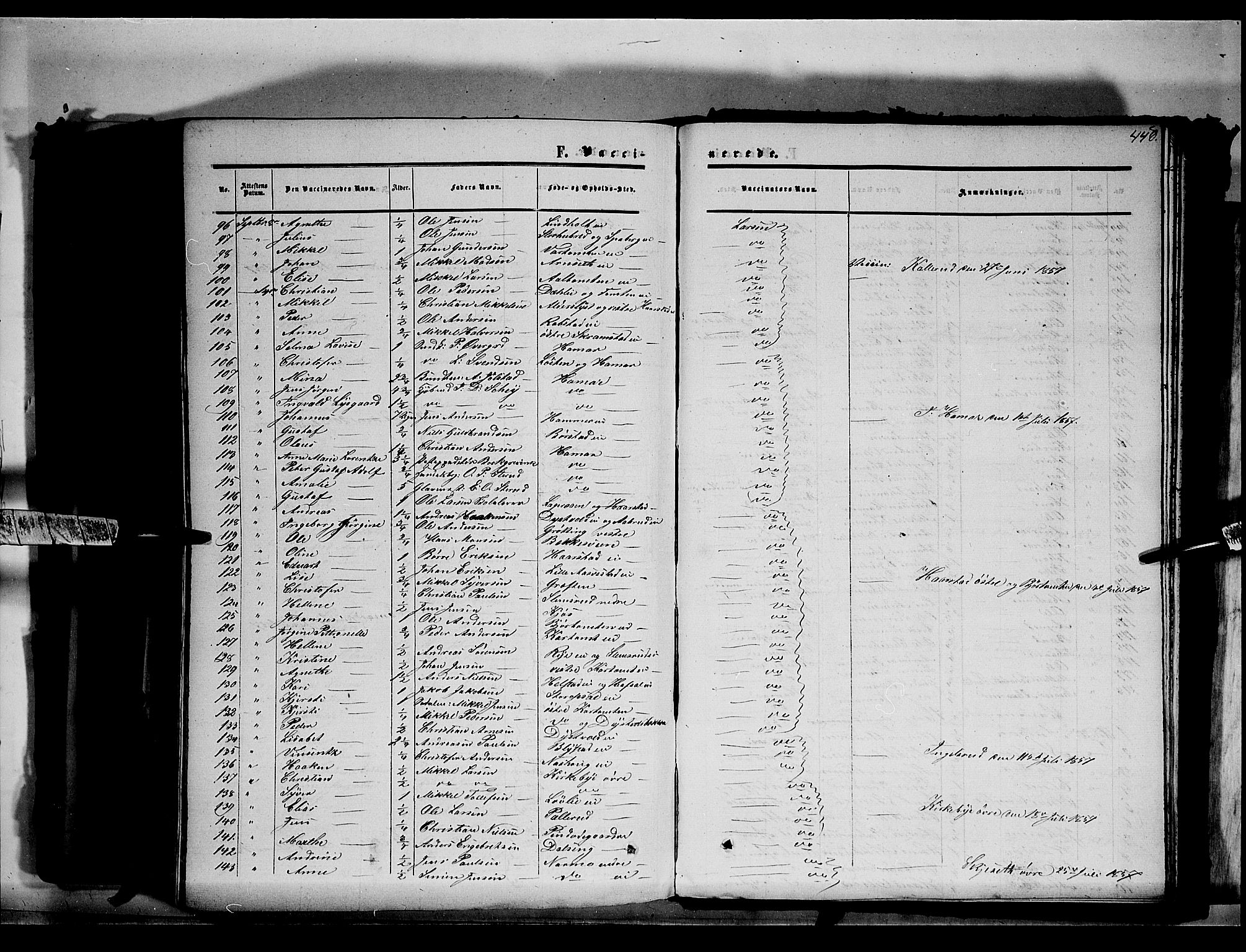 Vang prestekontor, Hedmark, SAH/PREST-008/H/Ha/Haa/L0012: Parish register (official) no. 12, 1855-1870, p. 448