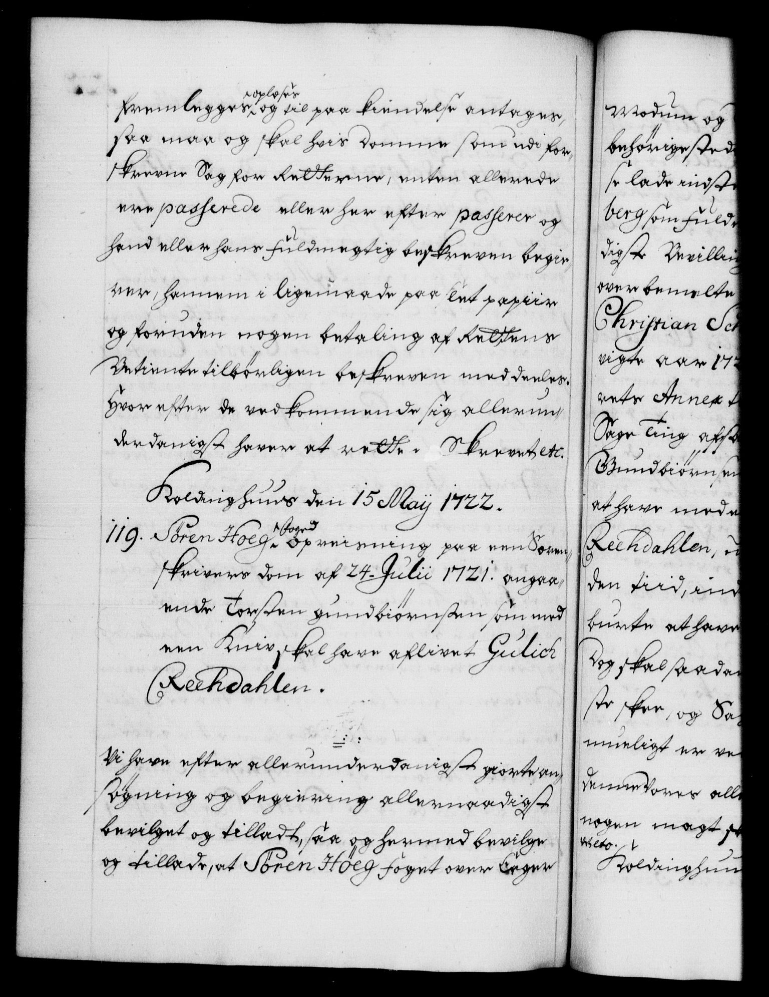 Danske Kanselli 1572-1799, RA/EA-3023/F/Fc/Fca/Fcaa/L0023: Norske registre, 1720-1722, p. 522b
