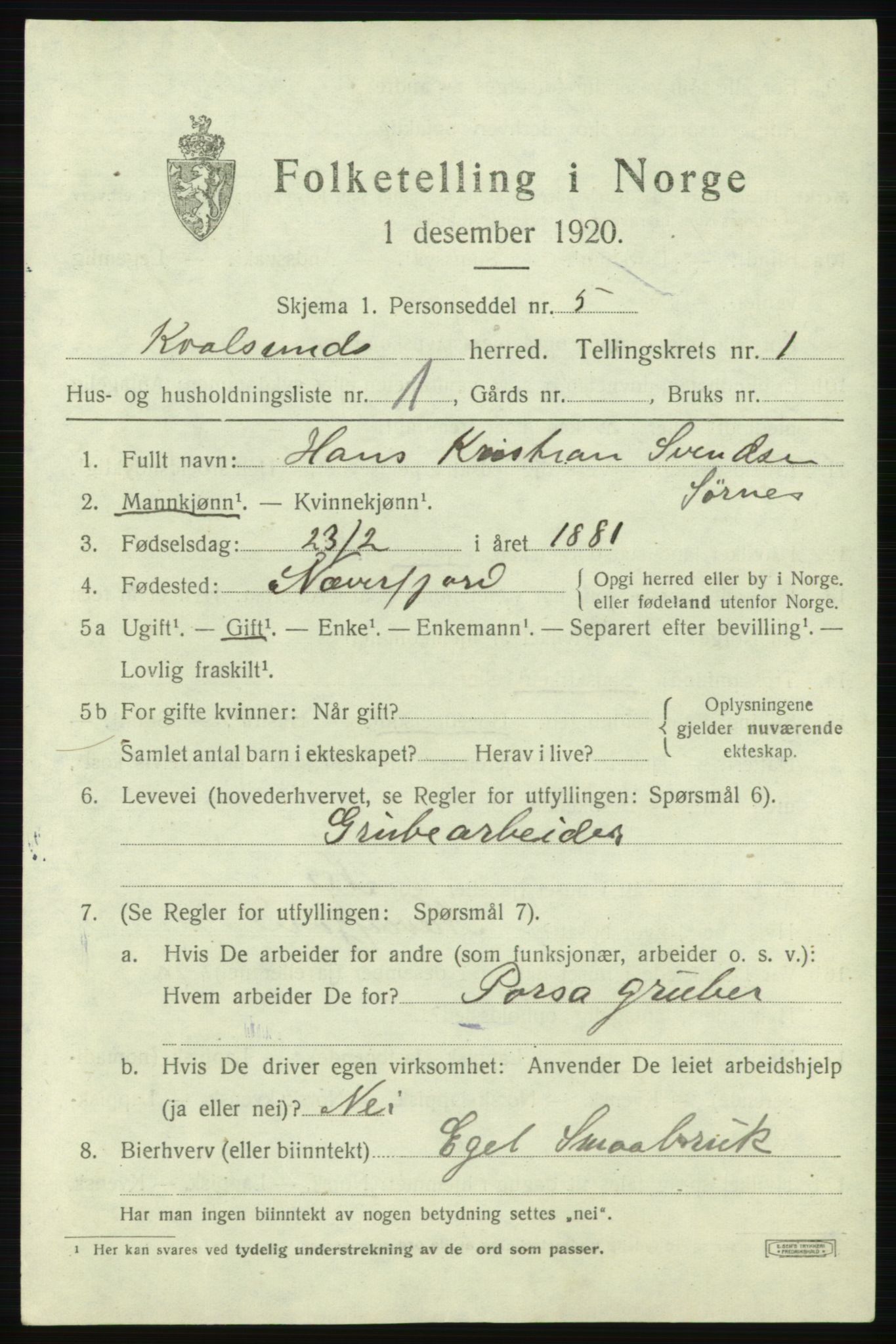 SATØ, 1920 census for , 1920, p. 472