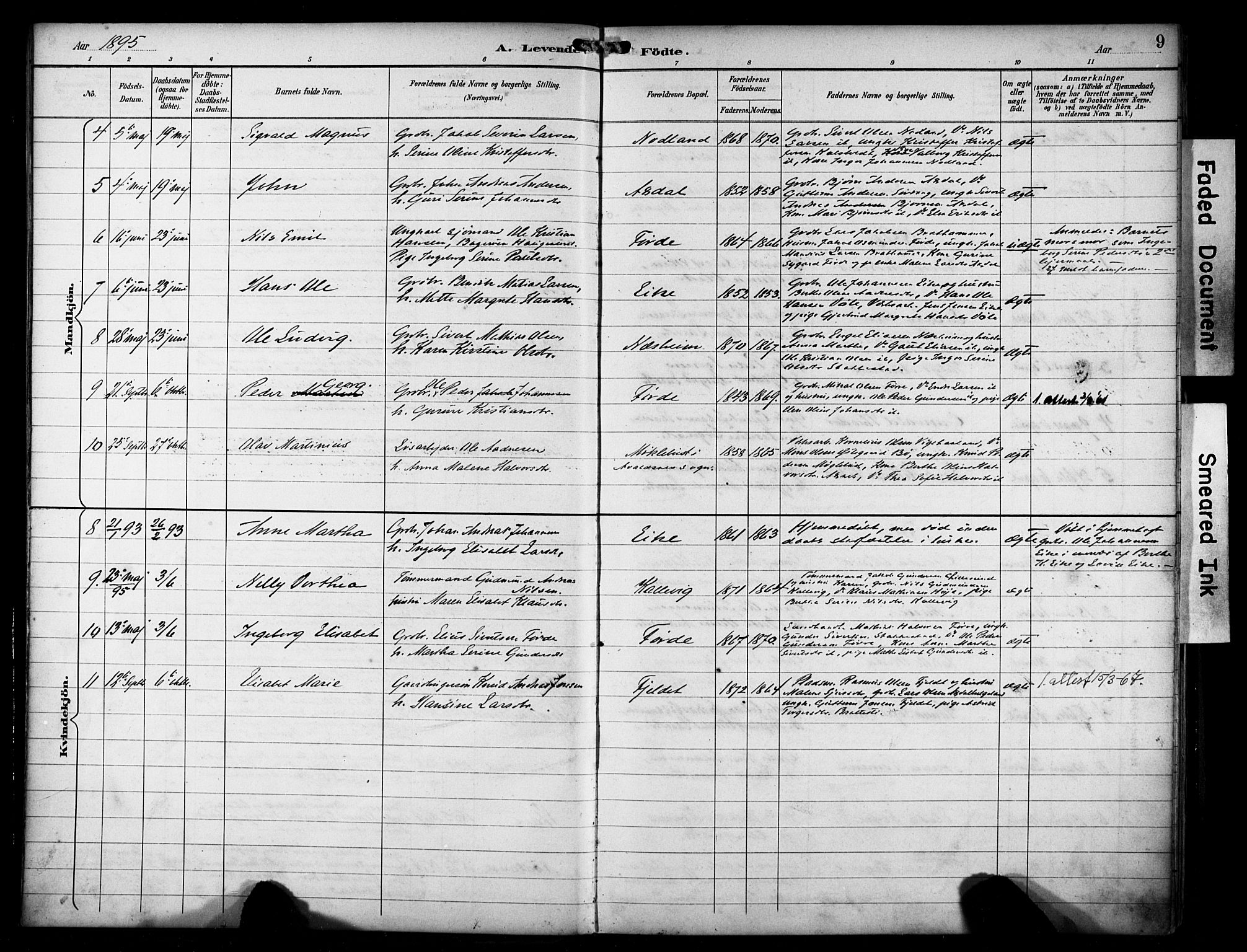 Avaldsnes sokneprestkontor, SAST/A -101851/H/Ha/Haa/L0016: Parish register (official) no. A 16, 1893-1918, p. 9