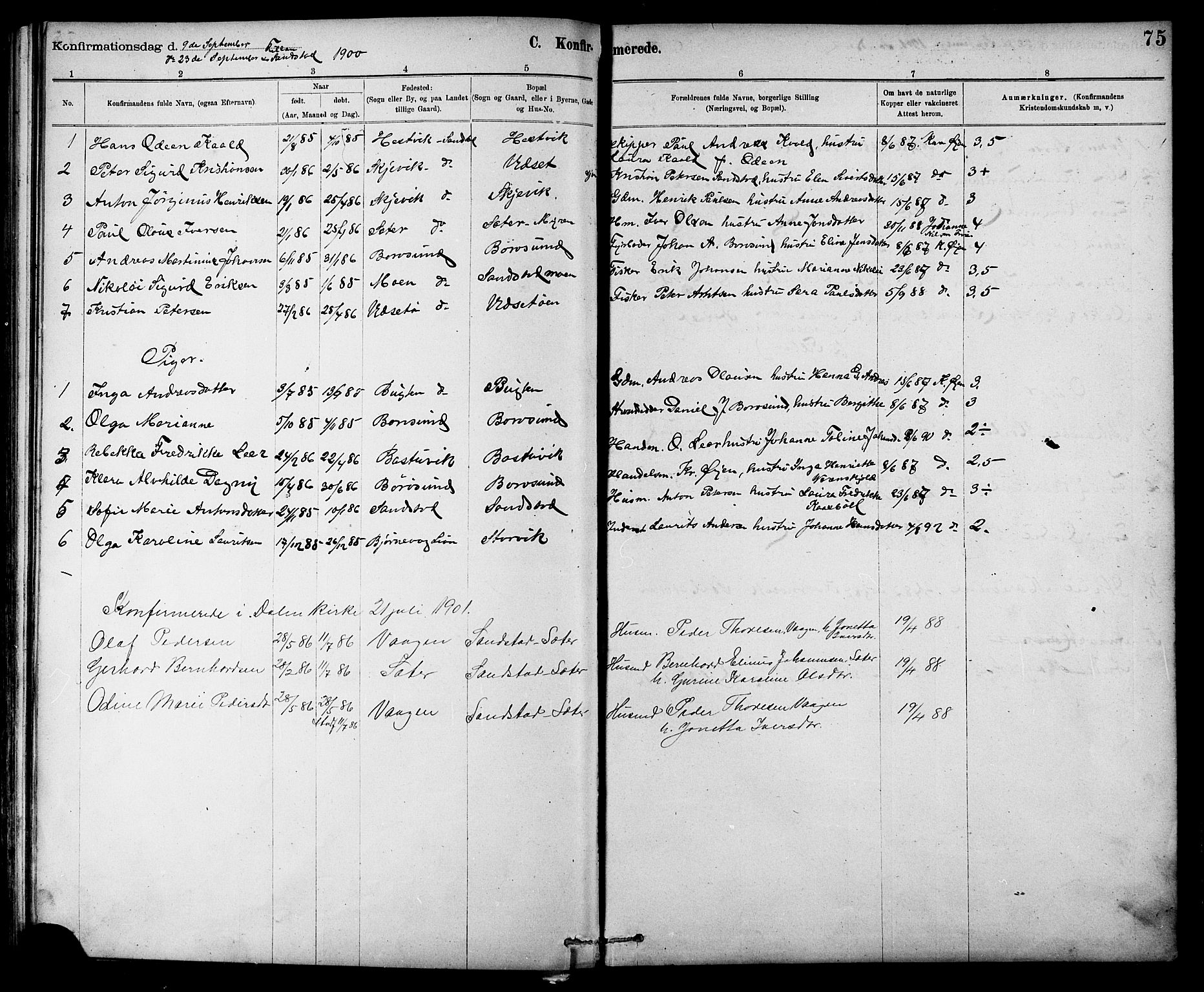 Ministerialprotokoller, klokkerbøker og fødselsregistre - Sør-Trøndelag, SAT/A-1456/639/L0573: Parish register (copy) no. 639C01, 1890-1905, p. 75