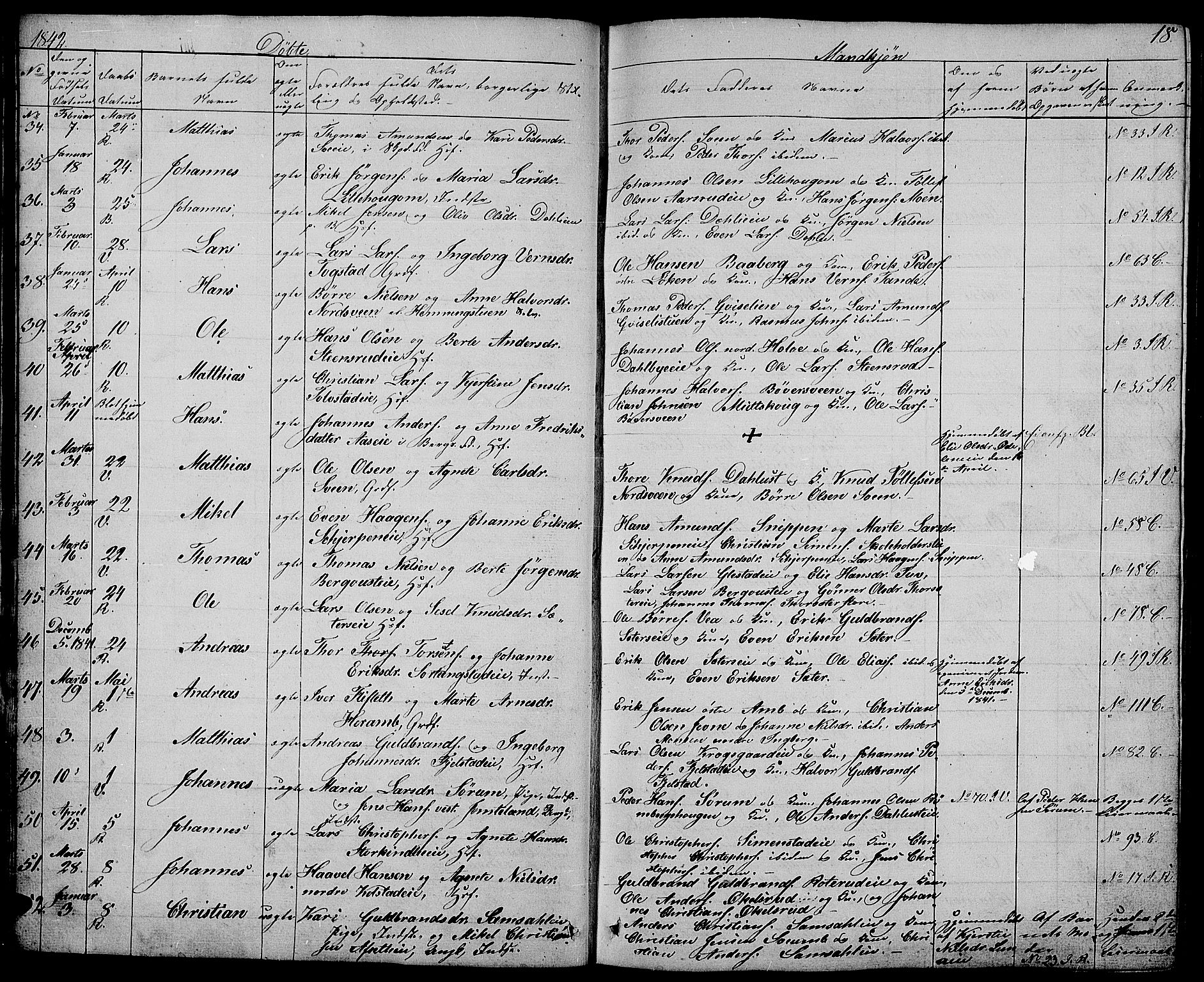 Ringsaker prestekontor, AV/SAH-PREST-014/L/La/L0005: Parish register (copy) no. 5, 1839-1850, p. 18