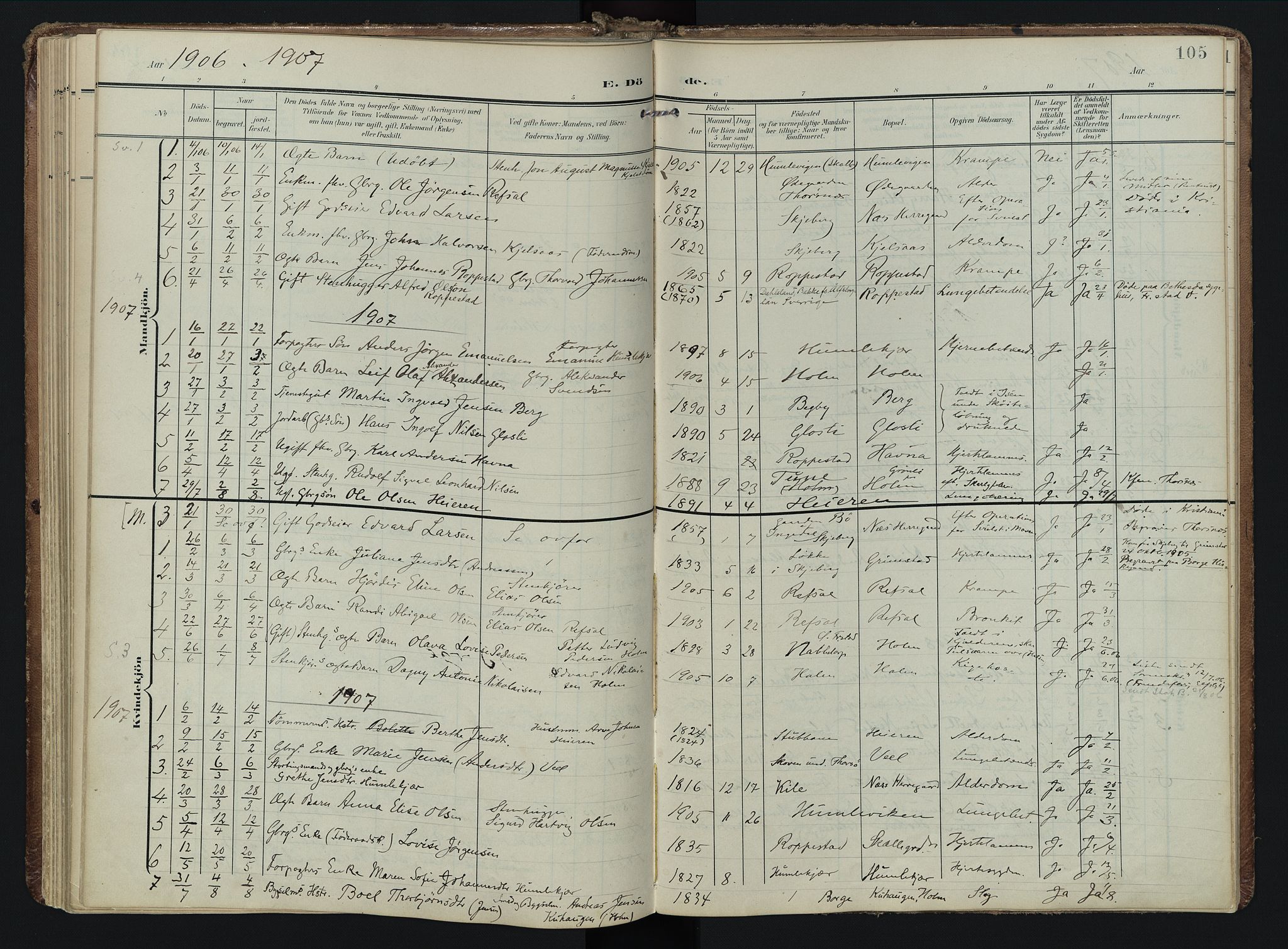 Borge prestekontor Kirkebøker, SAO/A-10903/F/Fb/L0004: Parish register (official) no. II 4, 1902-1914, p. 105