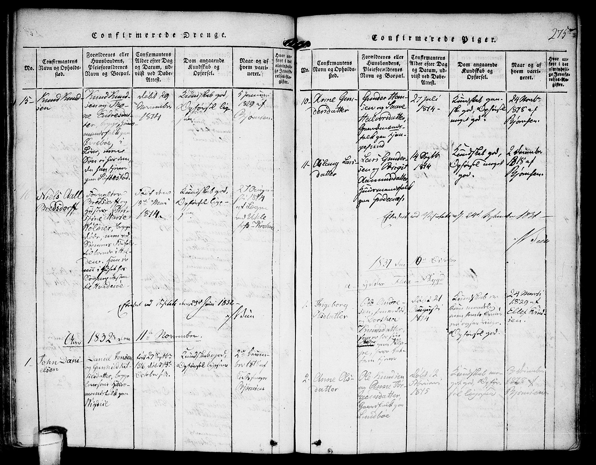 Kviteseid kirkebøker, SAKO/A-276/F/Fa/L0005: Parish register (official) no. I 5, 1815-1836, p. 275