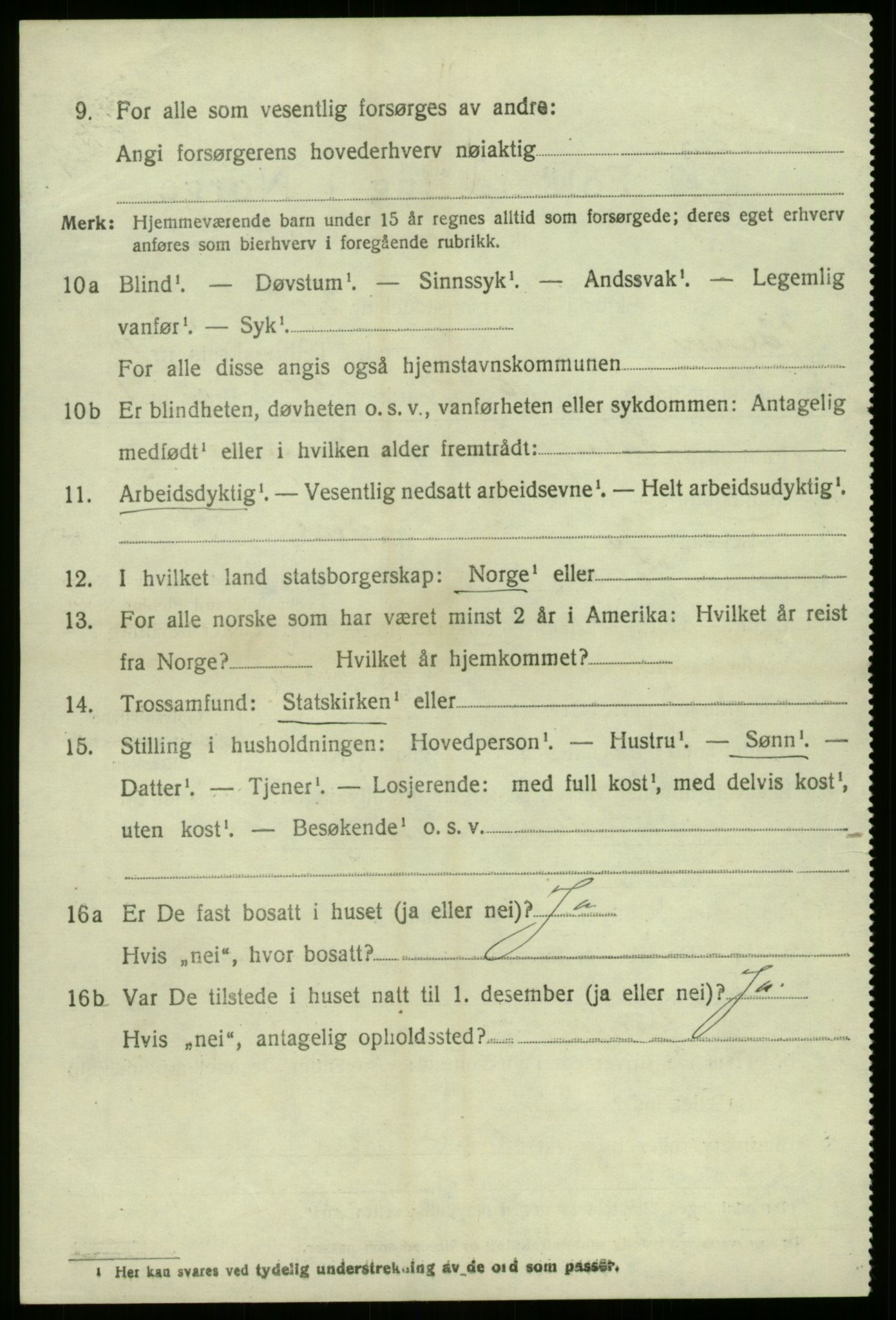 SAB, 1920 census for Jølster, 1920, p. 5053