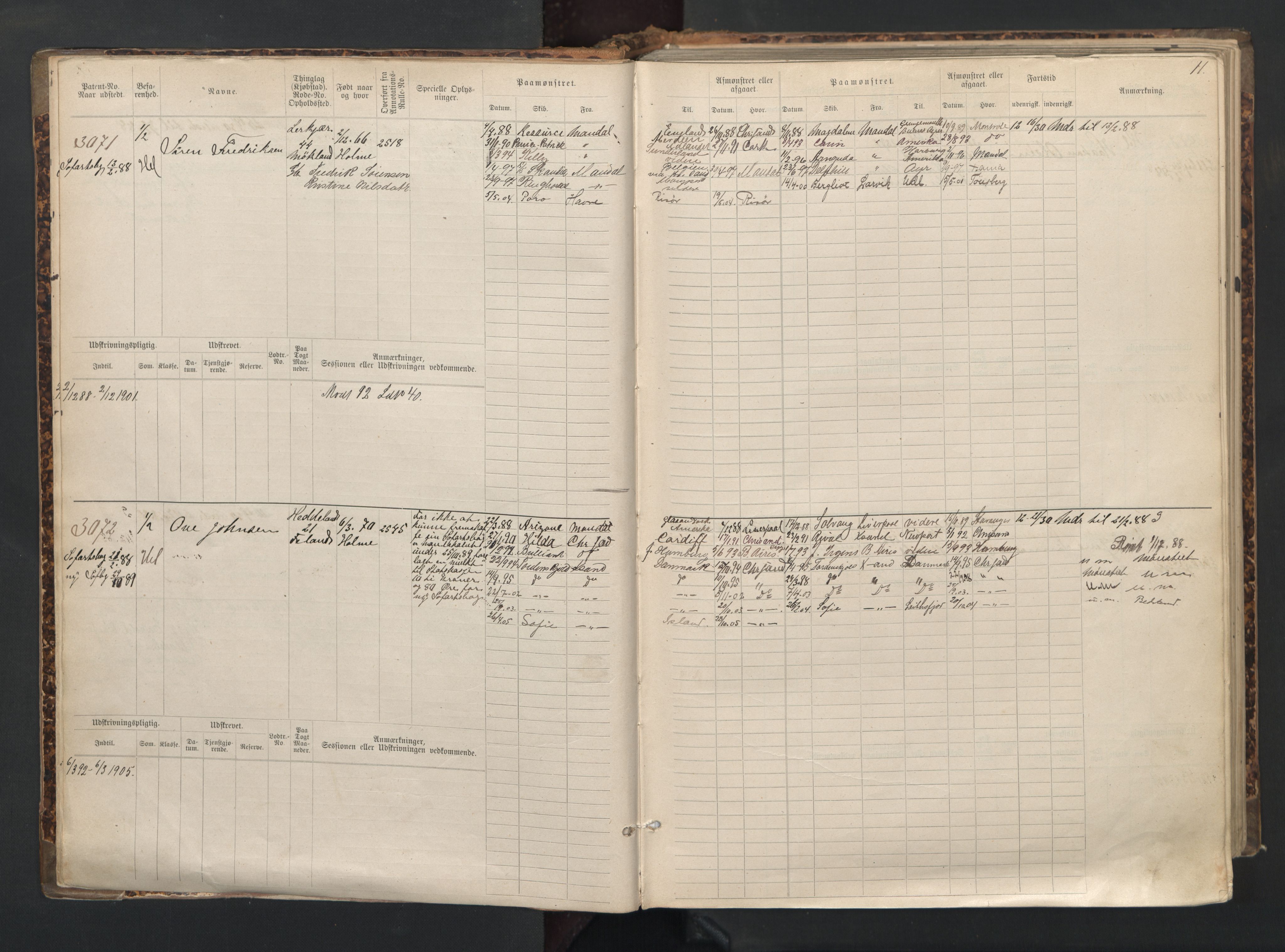 Mandal mønstringskrets, AV/SAK-2031-0016/F/Fb/L0015: Hovedrulle nr 3055-3820, Y-24, 1887-1940, p. 12