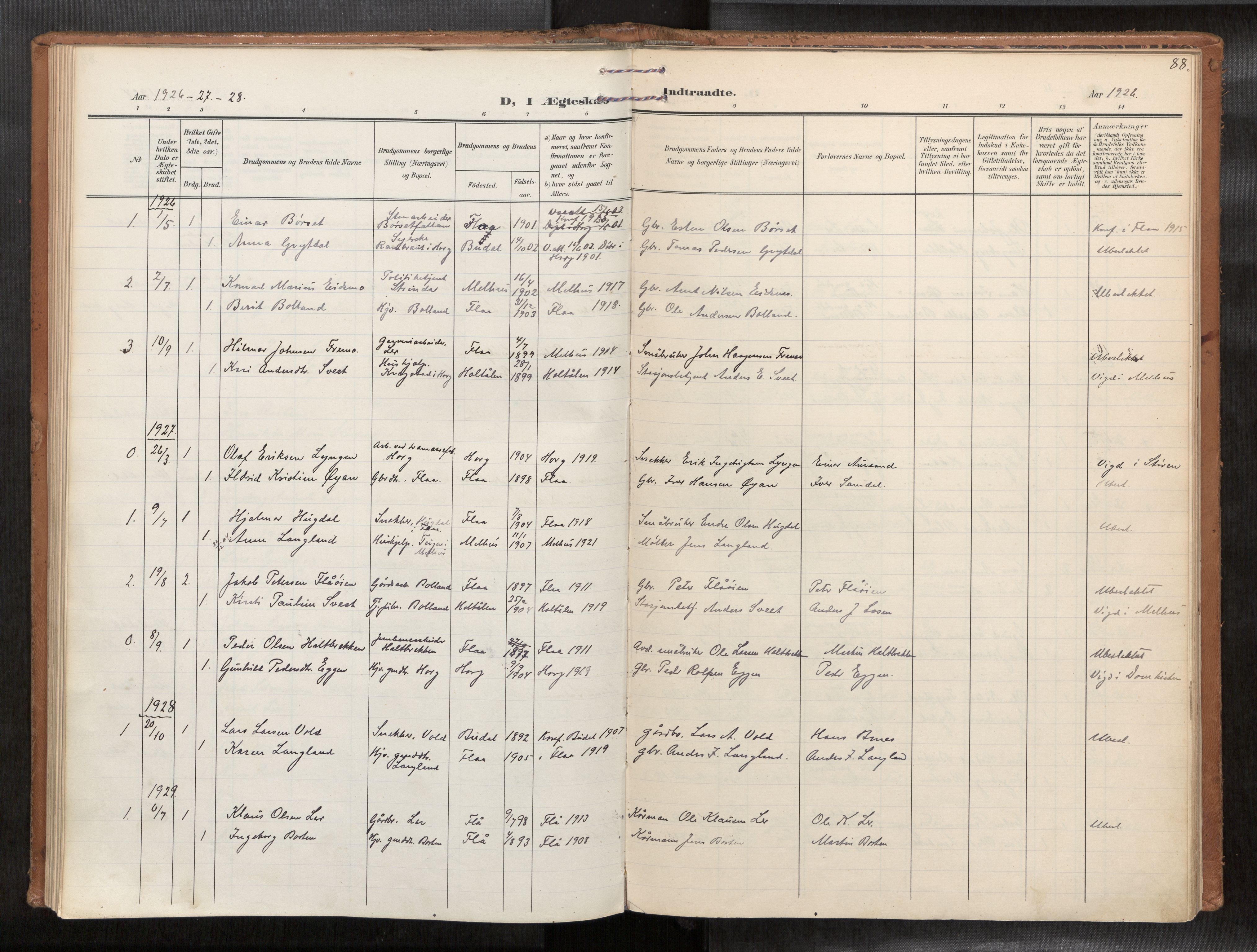 Ministerialprotokoller, klokkerbøker og fødselsregistre - Sør-Trøndelag, AV/SAT-A-1456/693/L1119b: Parish register (official) no. 693A02, 1906-1936, p. 88