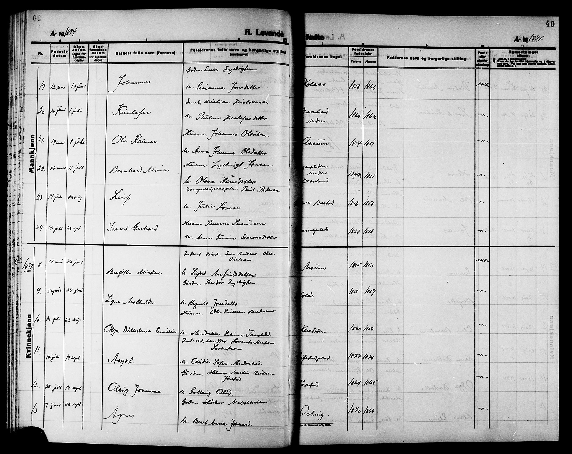 Ministerialprotokoller, klokkerbøker og fødselsregistre - Nord-Trøndelag, SAT/A-1458/749/L0487: Parish register (official) no. 749D03, 1887-1902, p. 40