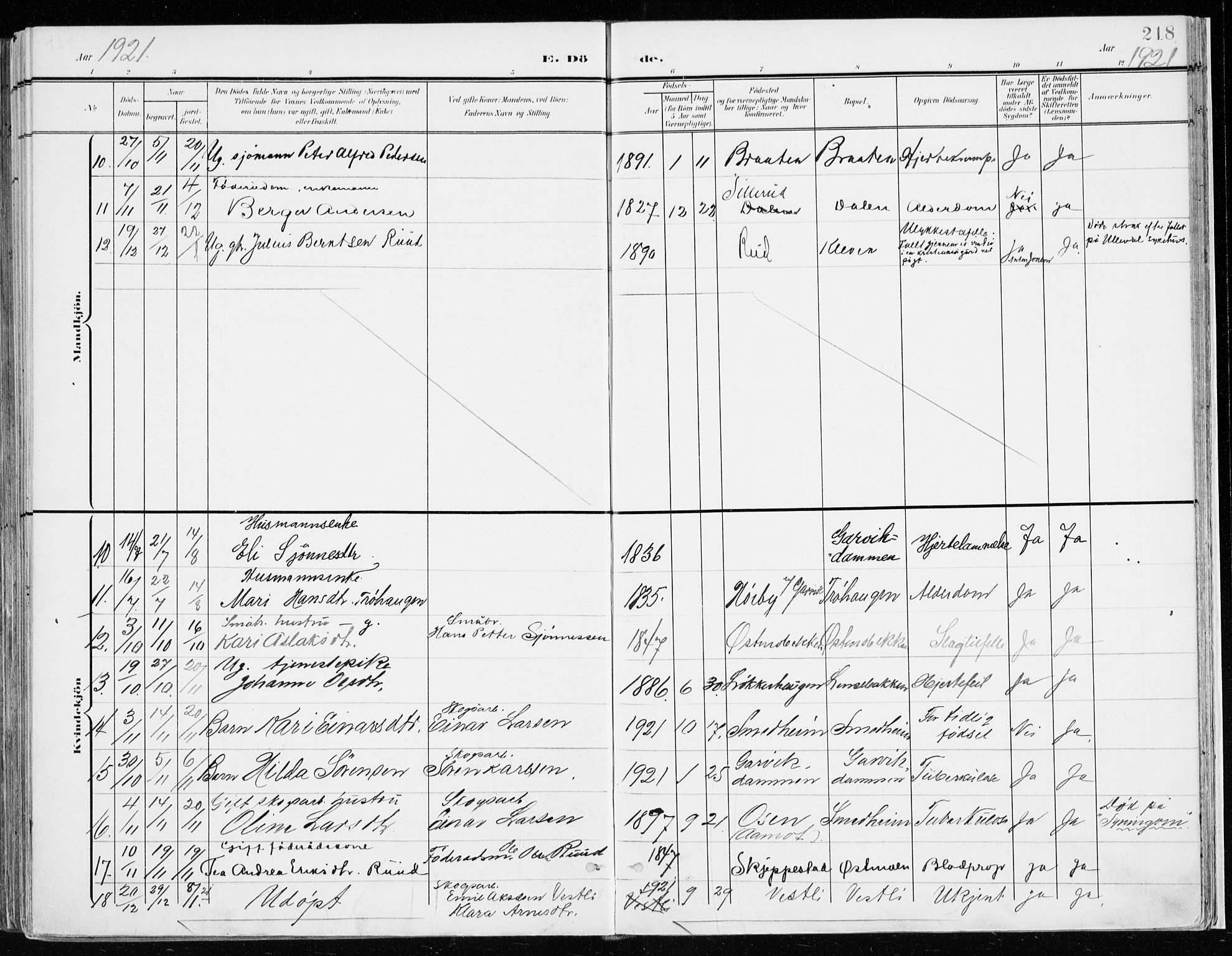 Nord-Odal prestekontor, AV/SAH-PREST-032/H/Ha/Haa/L0009: Parish register (official) no. 9, 1902-1926, p. 218