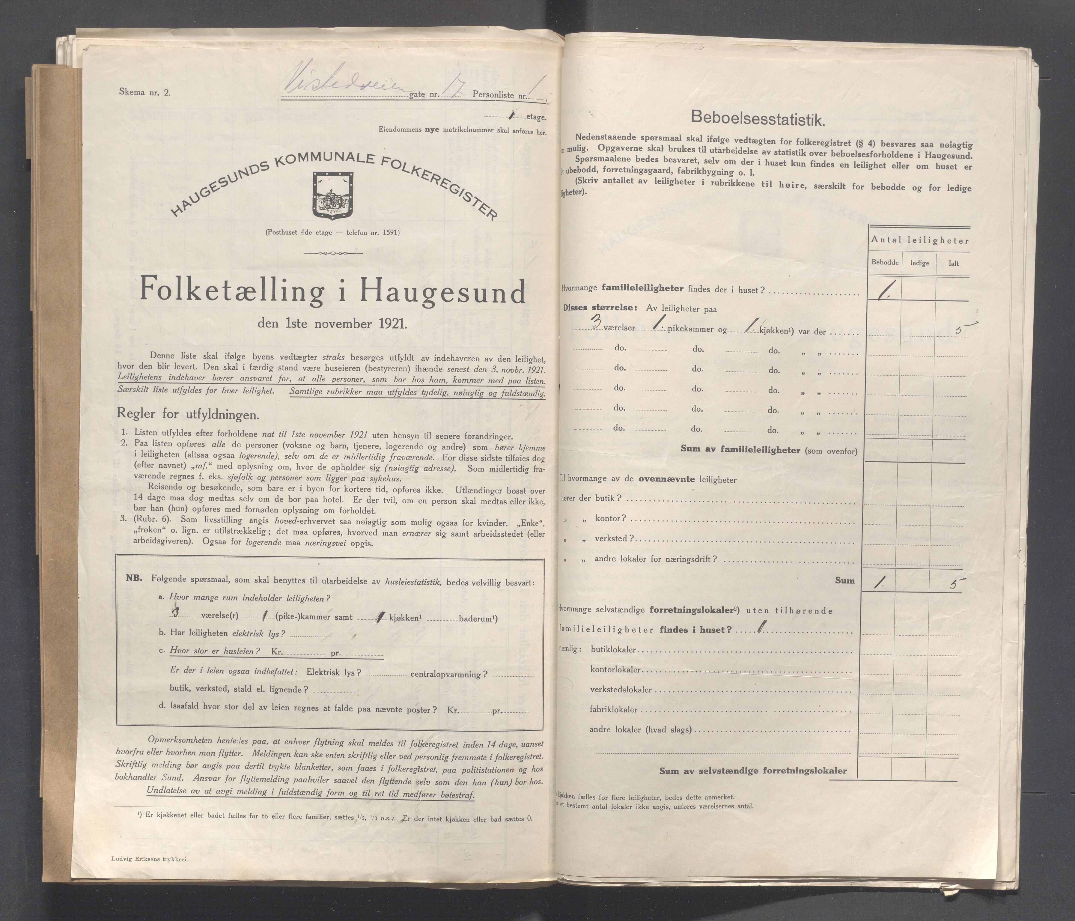 IKAR, Local census 1.11.1921 for Haugesund, 1921, p. 5522