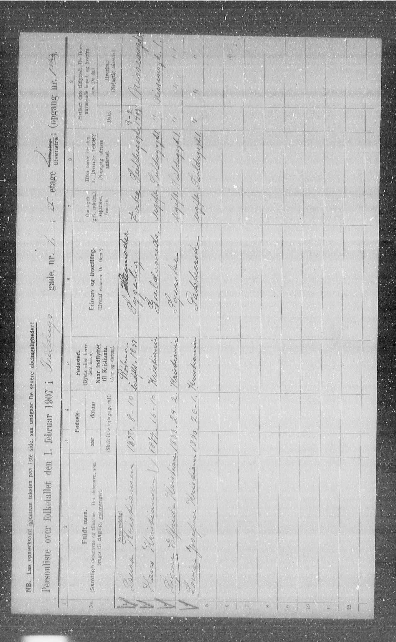 OBA, Municipal Census 1907 for Kristiania, 1907, p. 47899