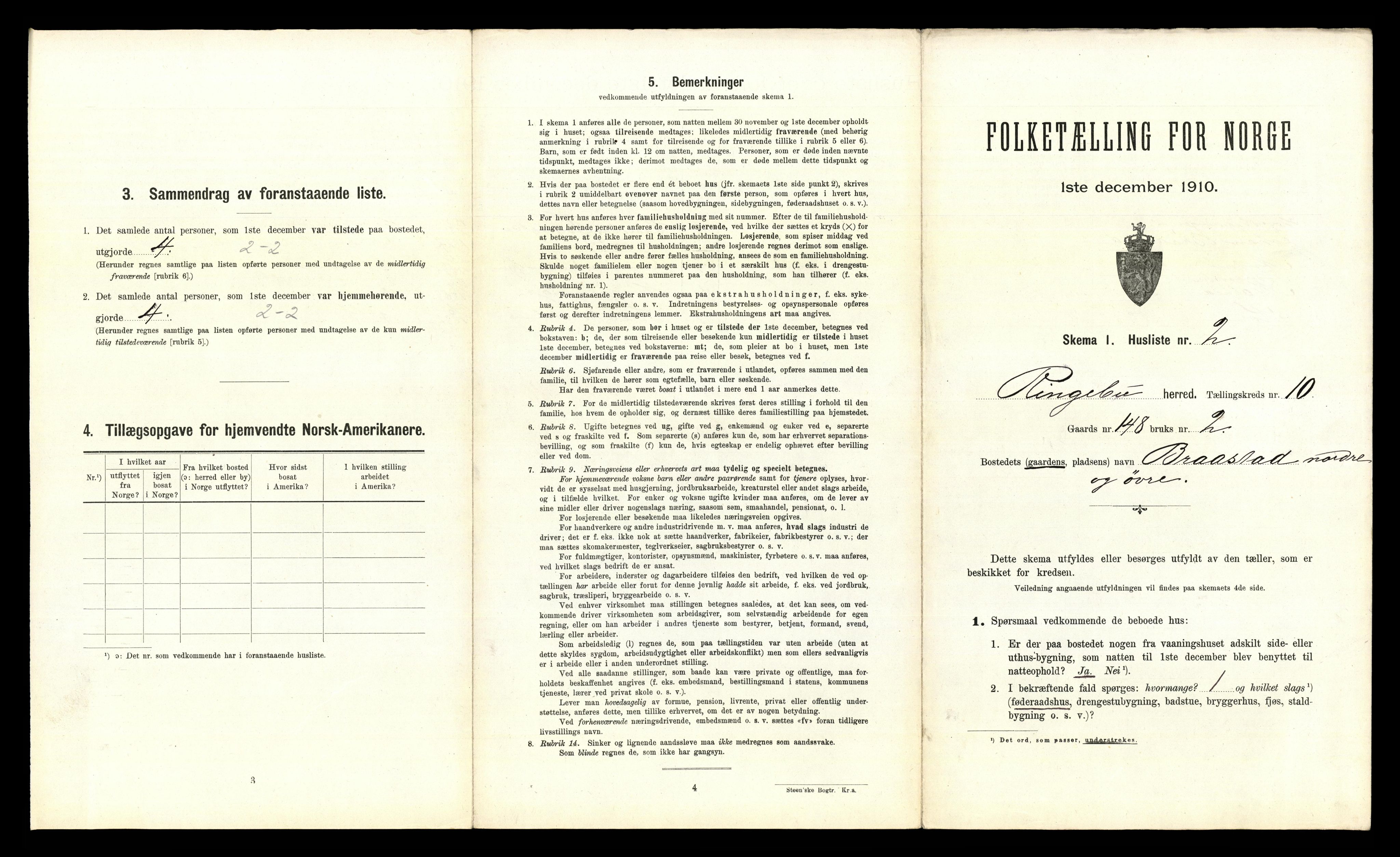 RA, 1910 census for Ringebu, 1910, p. 1352