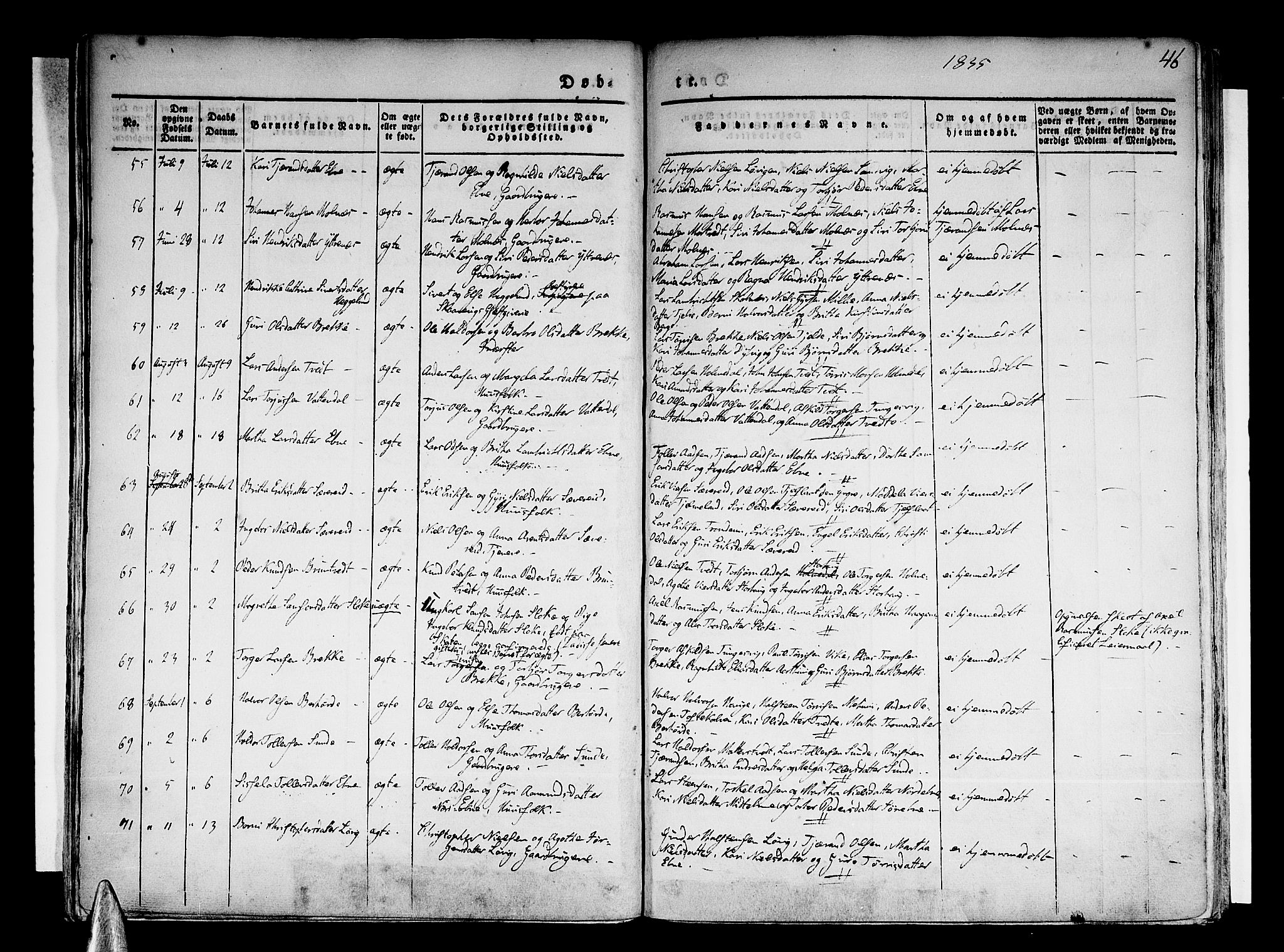 Skånevik sokneprestembete, SAB/A-77801/H/Haa: Parish register (official) no. A 4, 1828-1848, p. 46