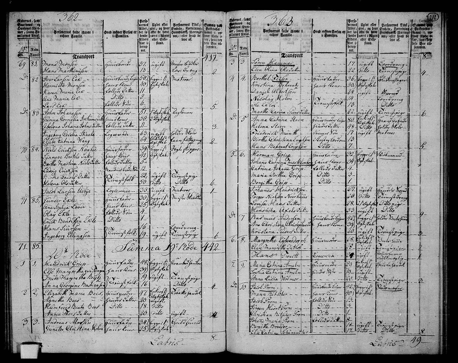 RA, 1801 census for 1301 Bergen, 1801, p. 211b-212a