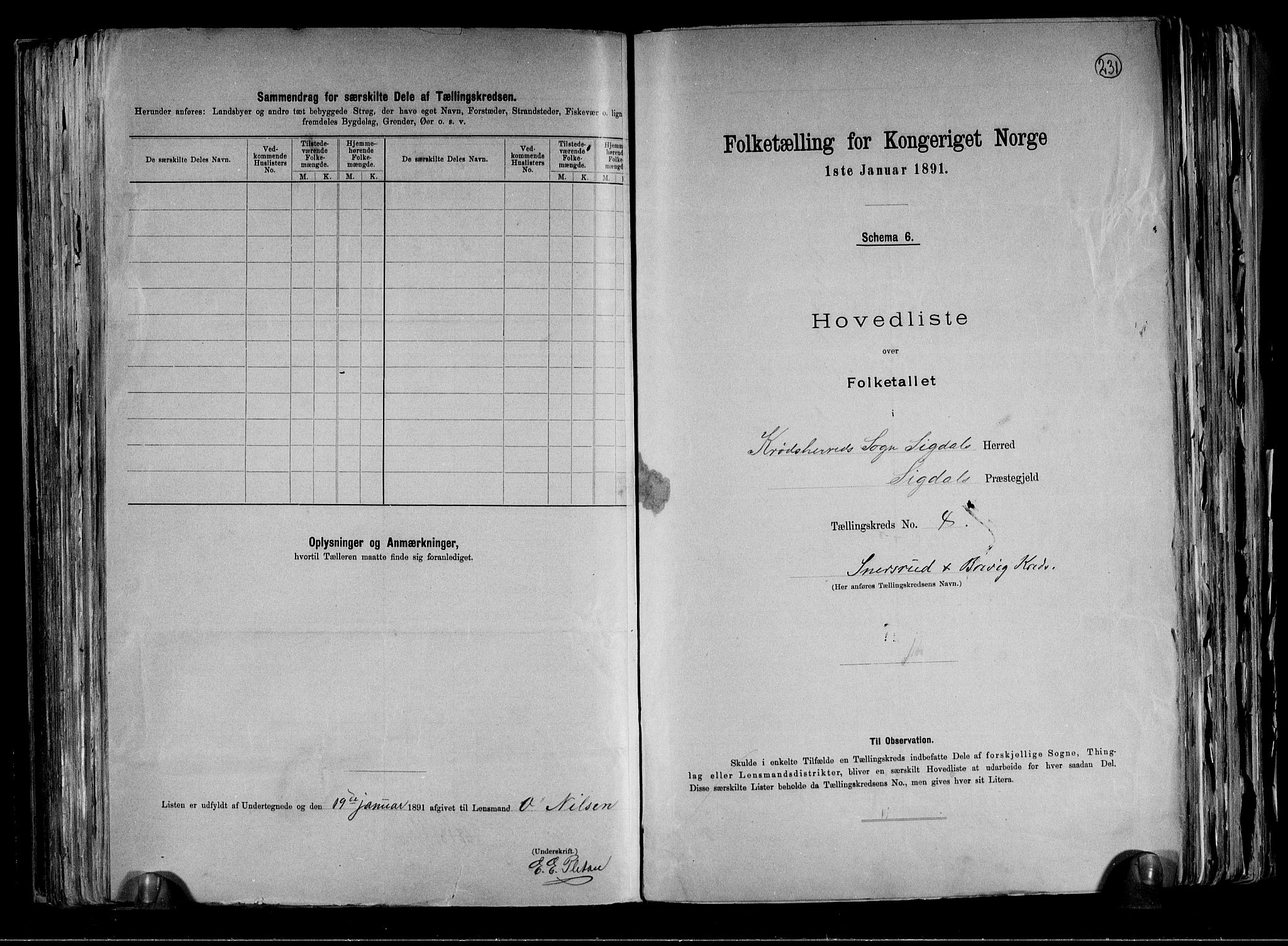 RA, 1891 census for 0621 Sigdal, 1891, p. 44