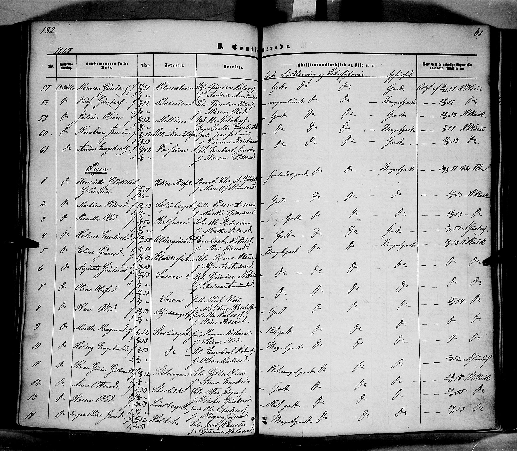 Elverum prestekontor, AV/SAH-PREST-044/H/Ha/Haa/L0010: Parish register (official) no. 10, 1857-1868, p. 182