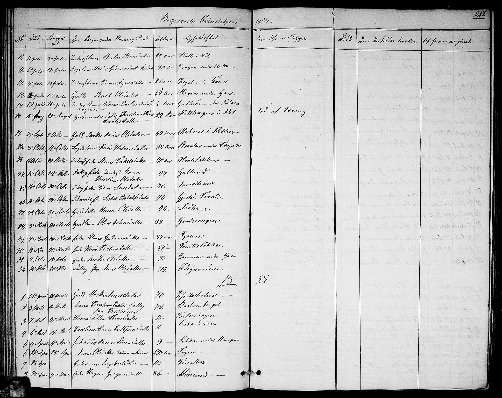 Fet prestekontor Kirkebøker, AV/SAO-A-10370a/G/Ga/L0002: Parish register (copy) no. I 2, 1843-1859, p. 217