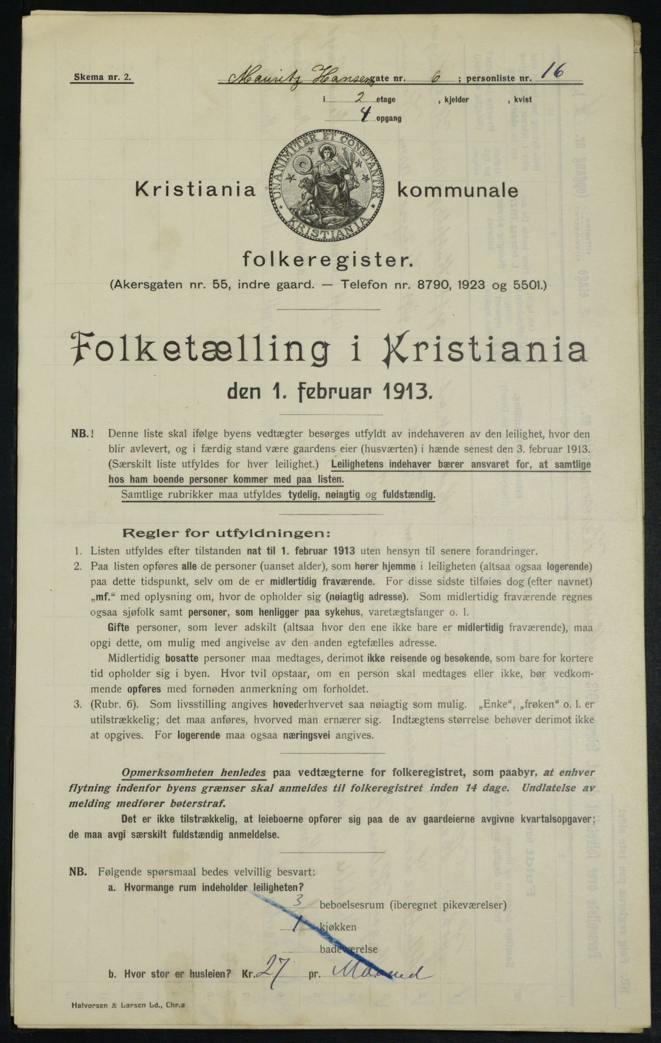 OBA, Municipal Census 1913 for Kristiania, 1913, p. 64831