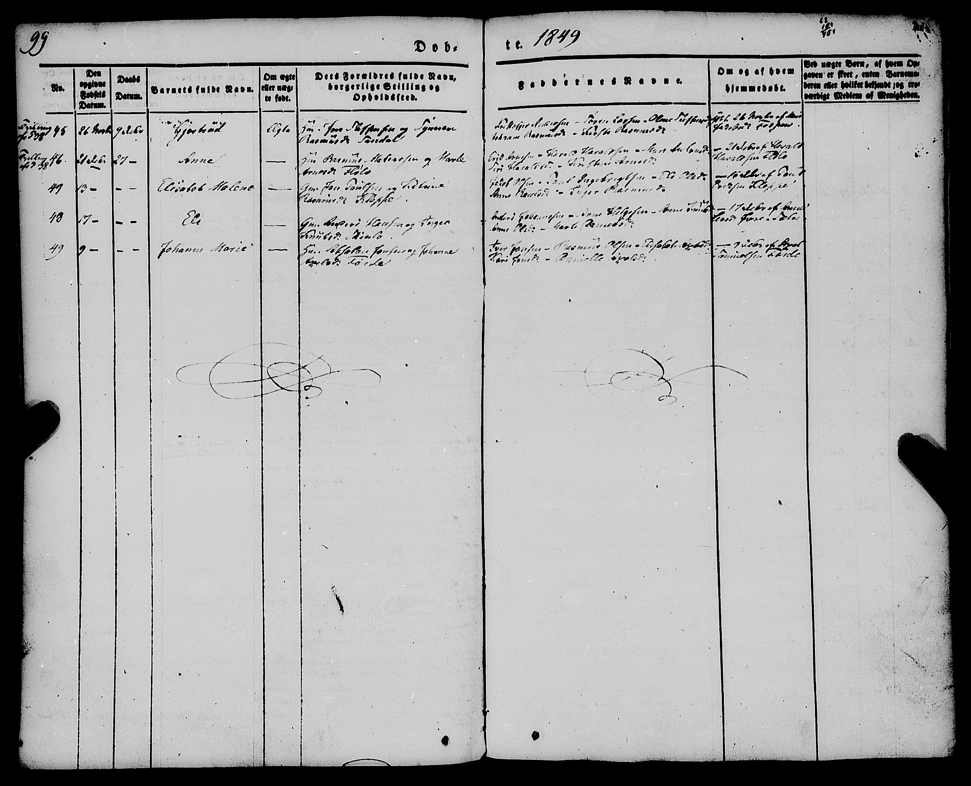 Gloppen sokneprestembete, AV/SAB-A-80101/H/Haa/Haaa/L0008: Parish register (official) no. A 8, 1837-1855, p. 99