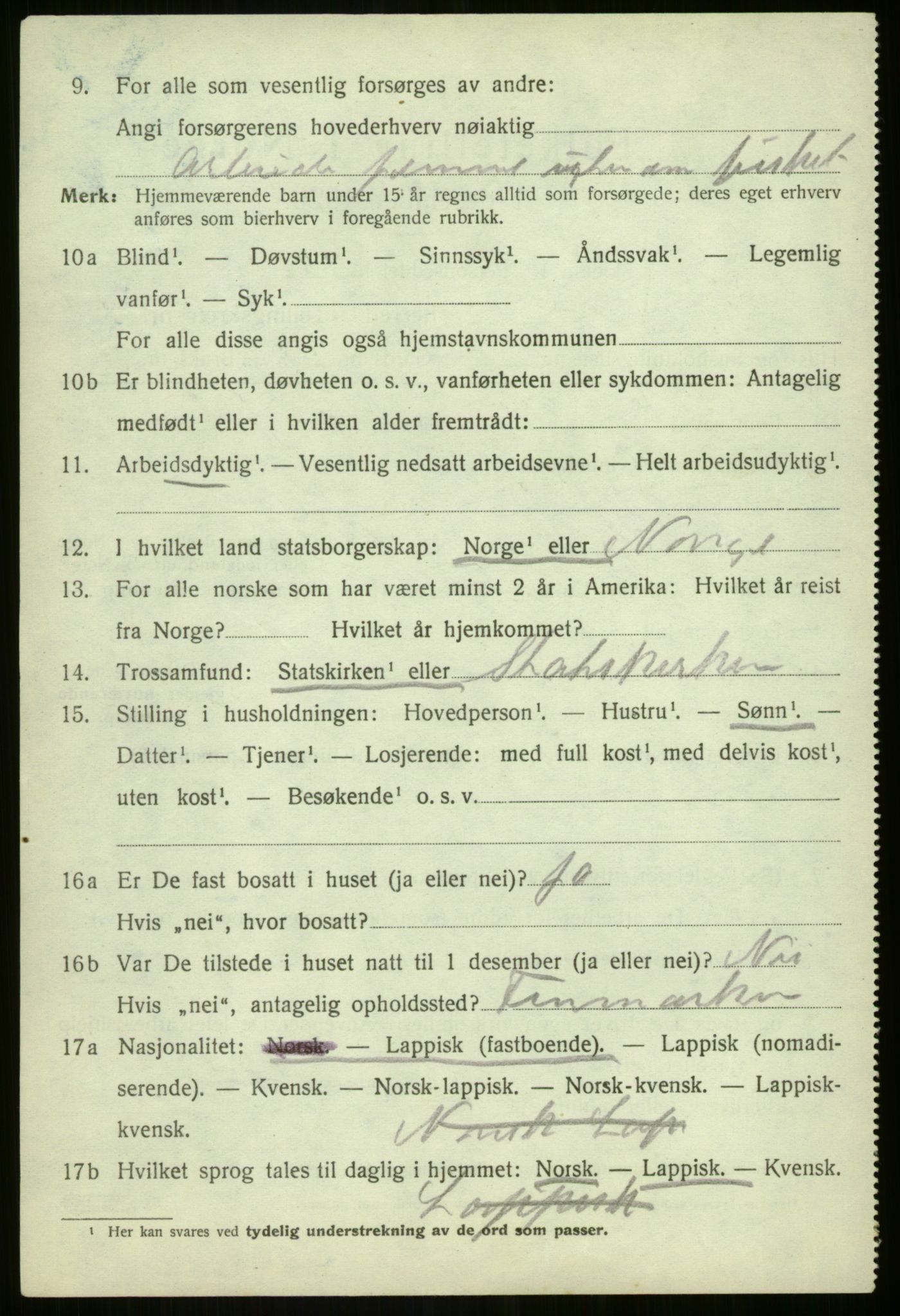 SATØ, 1920 census for Lyngen, 1920, p. 4054
