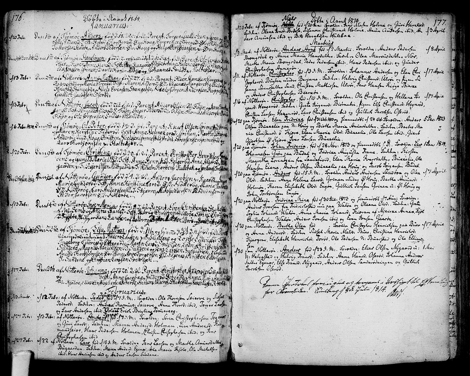 Nøtterøy kirkebøker, SAKO/A-354/F/Fa/L0003: Parish register (official) no. I 3, 1791-1814, p. 176-177