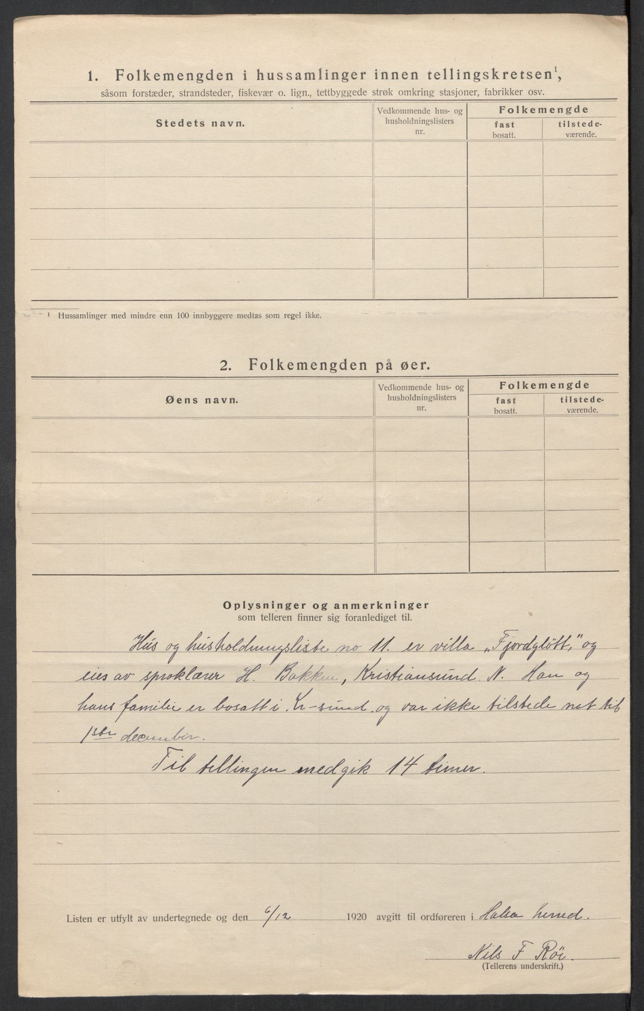 SAT, 1920 census for Halsa, 1920, p. 21